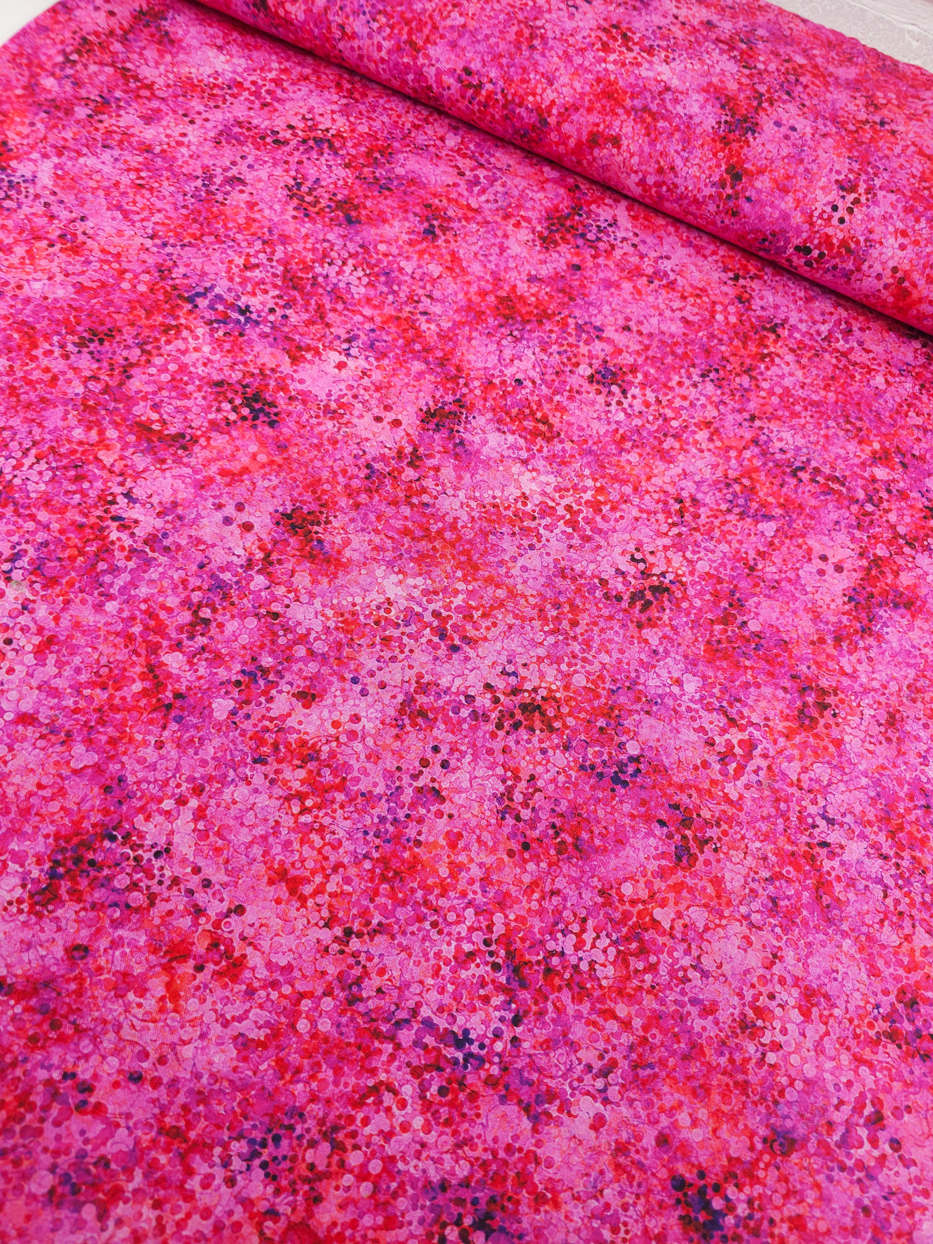Pink/Red Watercolour Confetti 100% Cotton 106" *EXTRA WIDE*