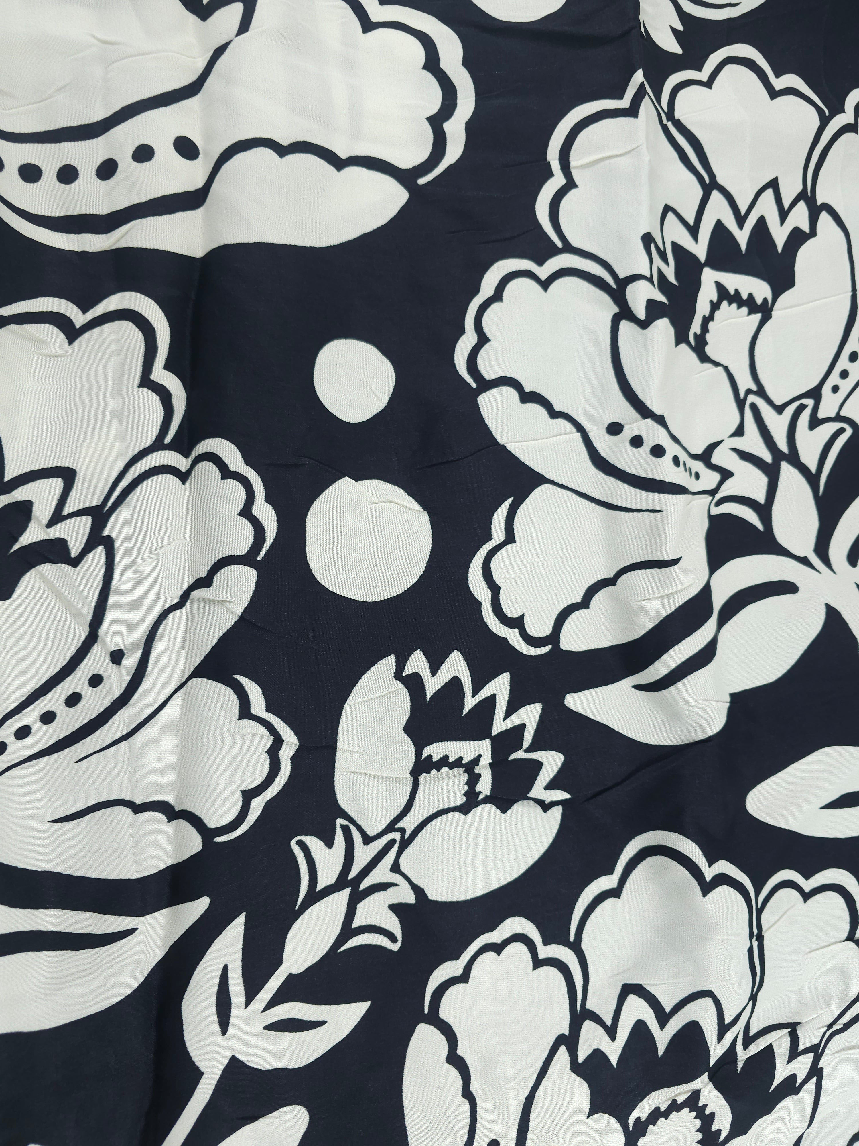 Big dark bold floral Viscose satin- 2.6m piece