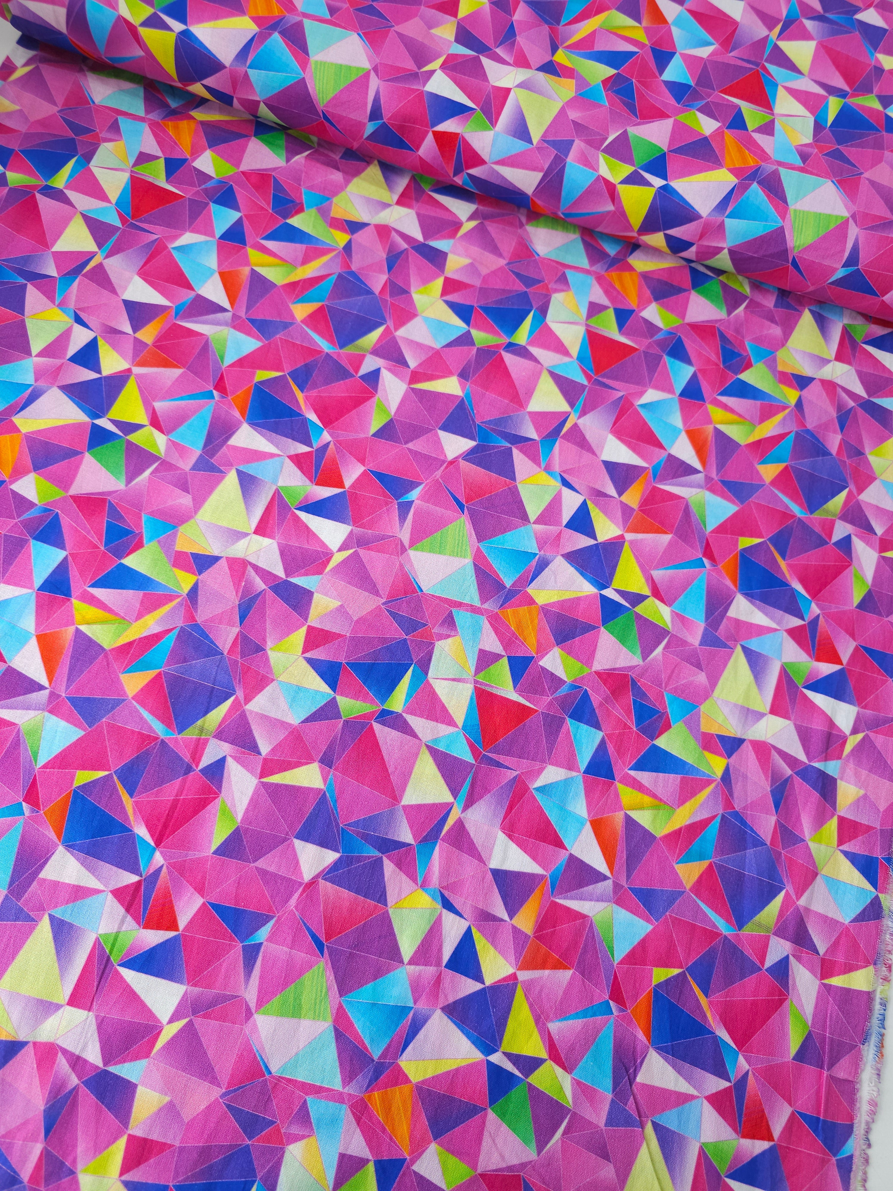 Purple Multicolour Geometric Triangle 100% Cotton