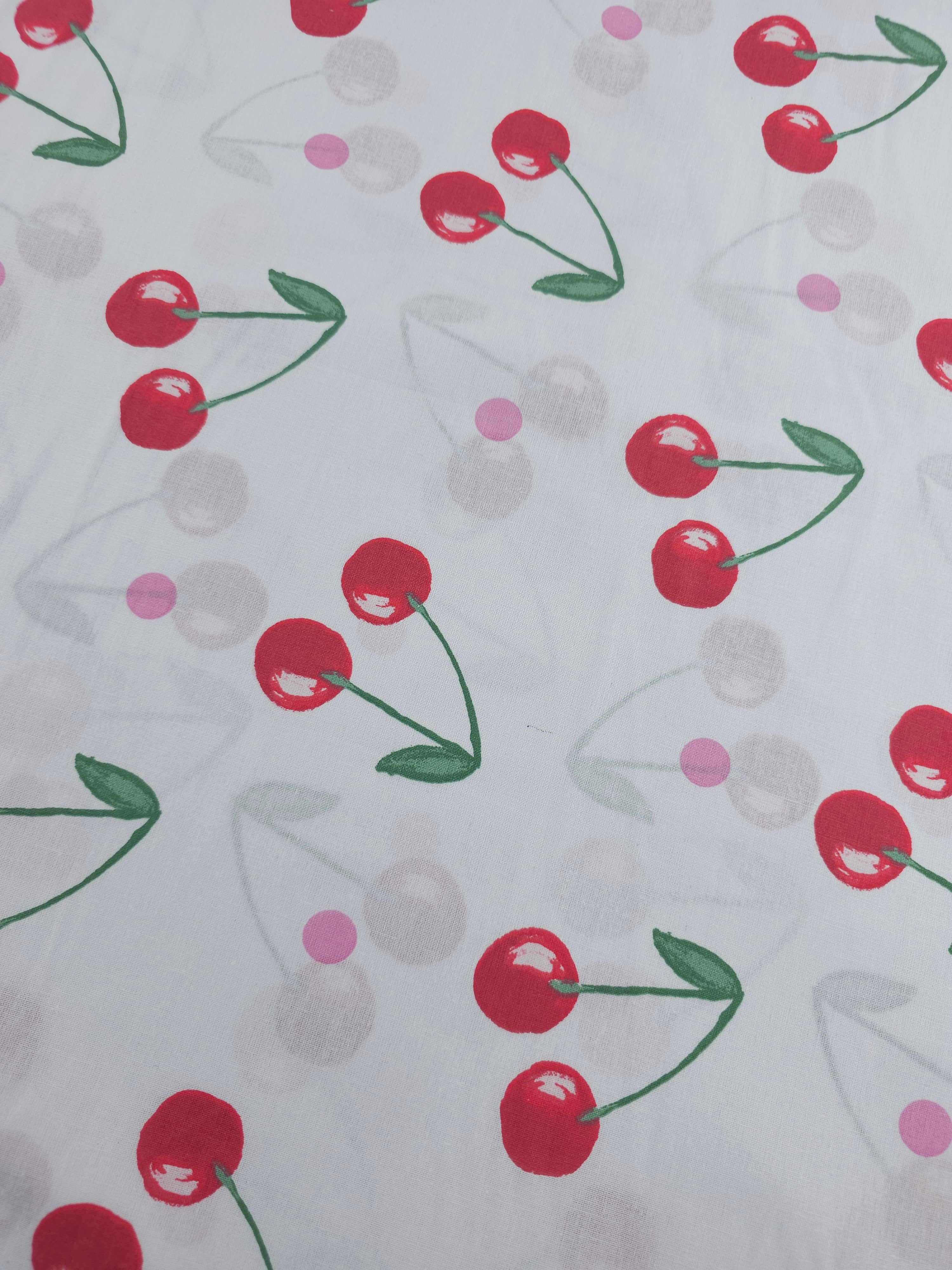 Floating Big Cherry Polka Spot 100% Cotton 100" *EXTRA WIDE*