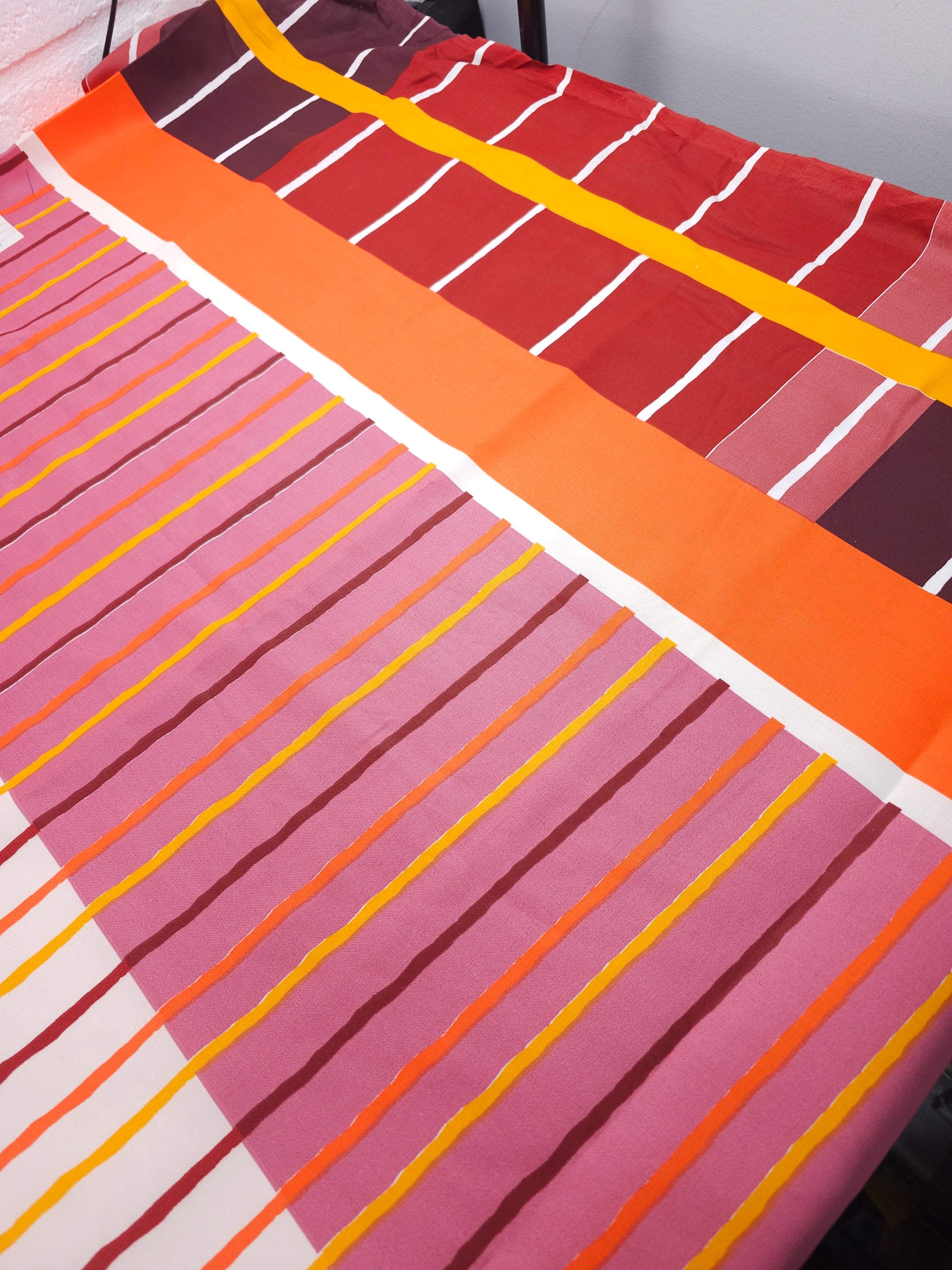 Orange/Plum Irregular Stripe Shifter 100% Cotton 62"