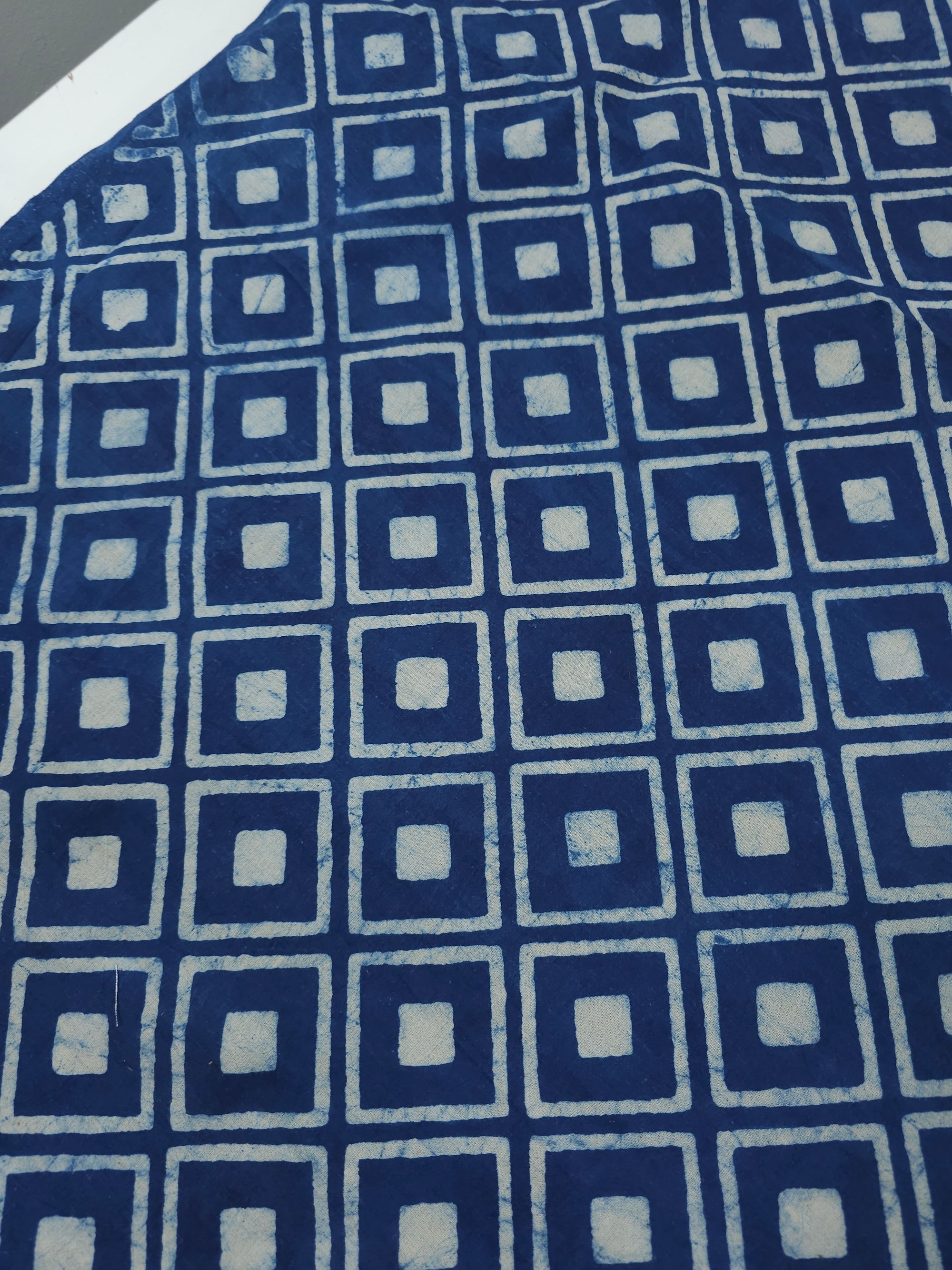 Indigo Navy Diamond Block Print Cotton