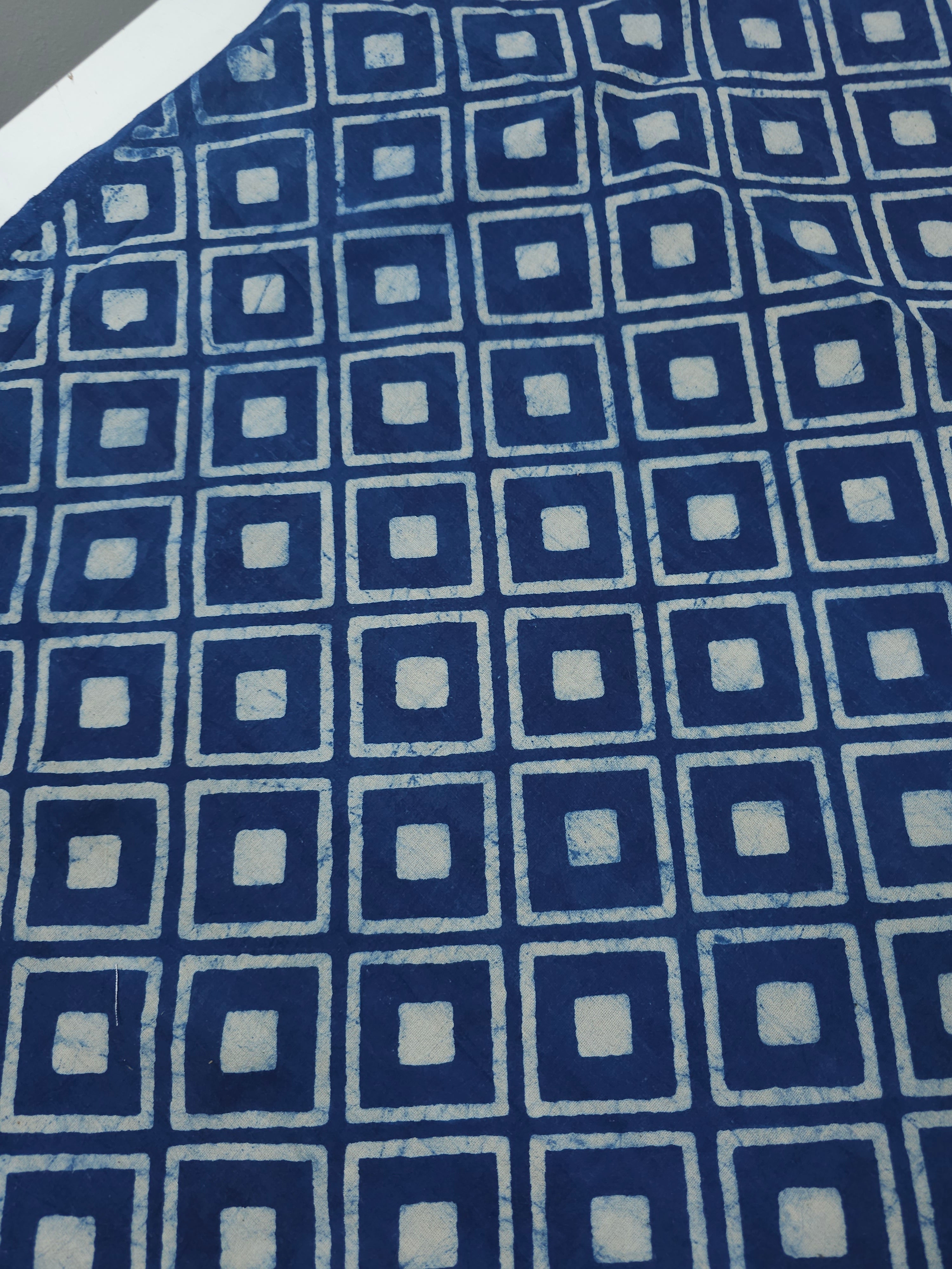 Indigo Navy Diamond Block Print Cotton