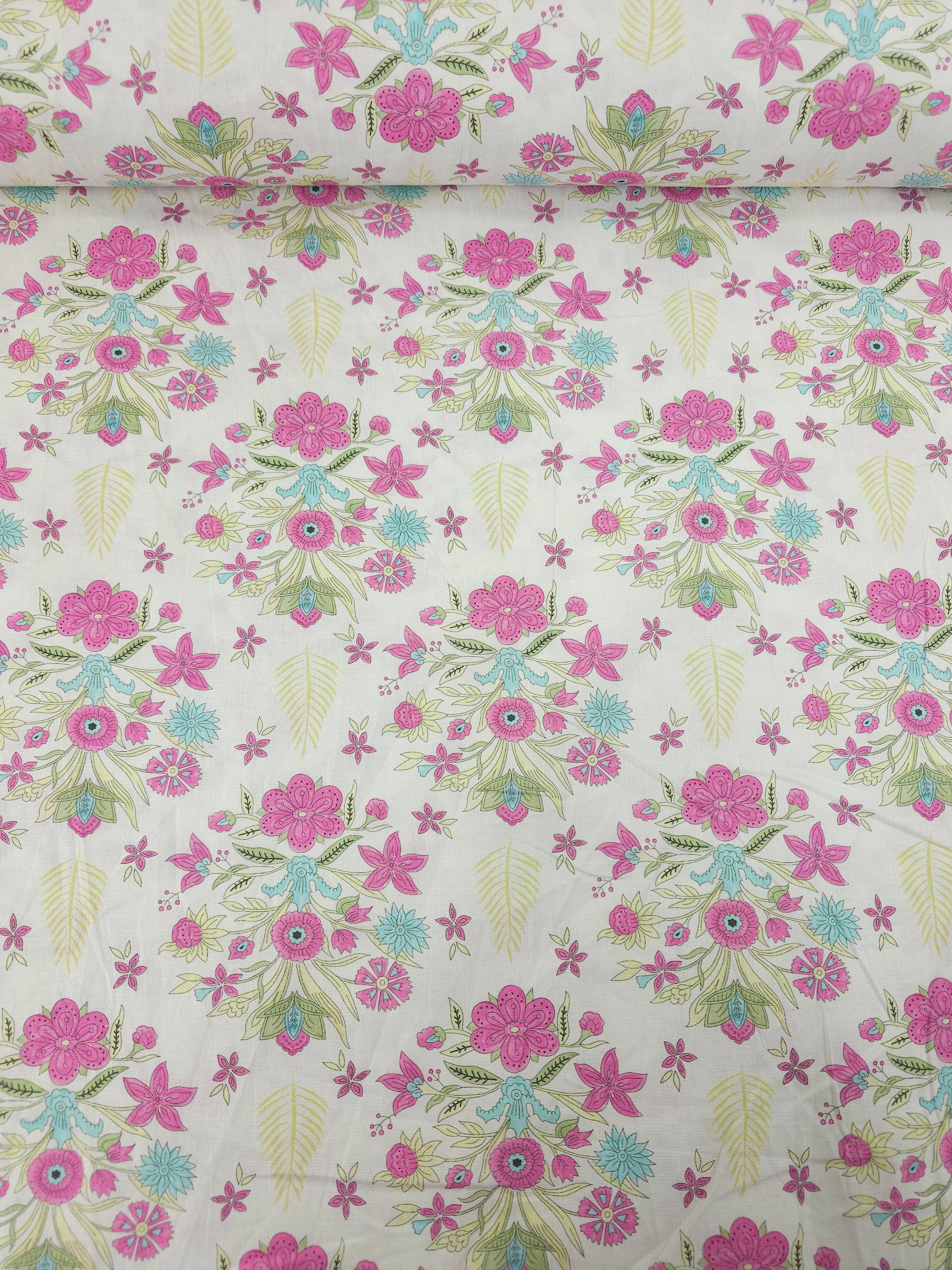 Pink Retro Flower Emblem 100% Cotton