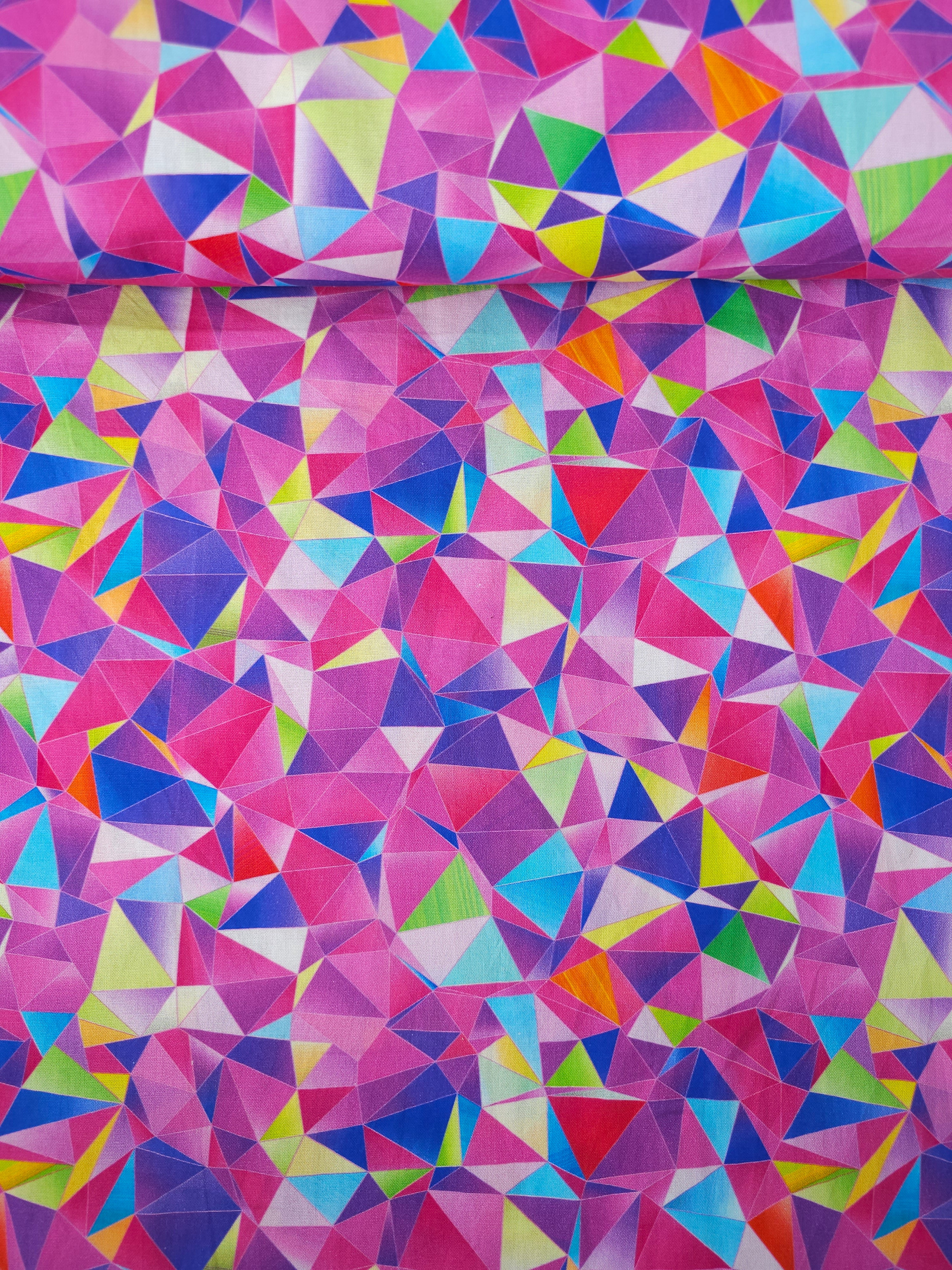 Purple Multicolour Geometric Triangle 100% Cotton
