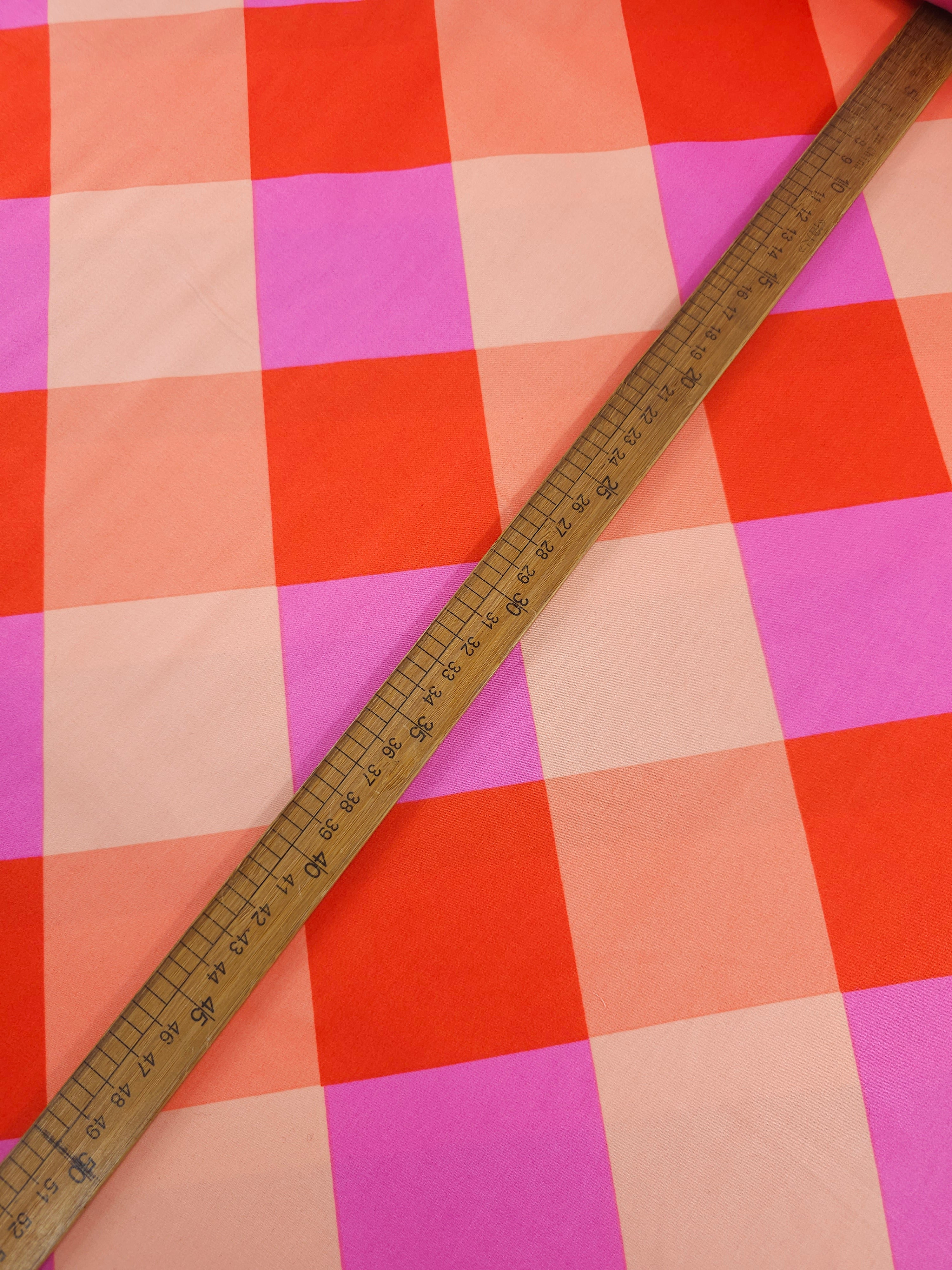 Orange/Pink Diamond Cotton Sateen 60" - Nerida Hansen