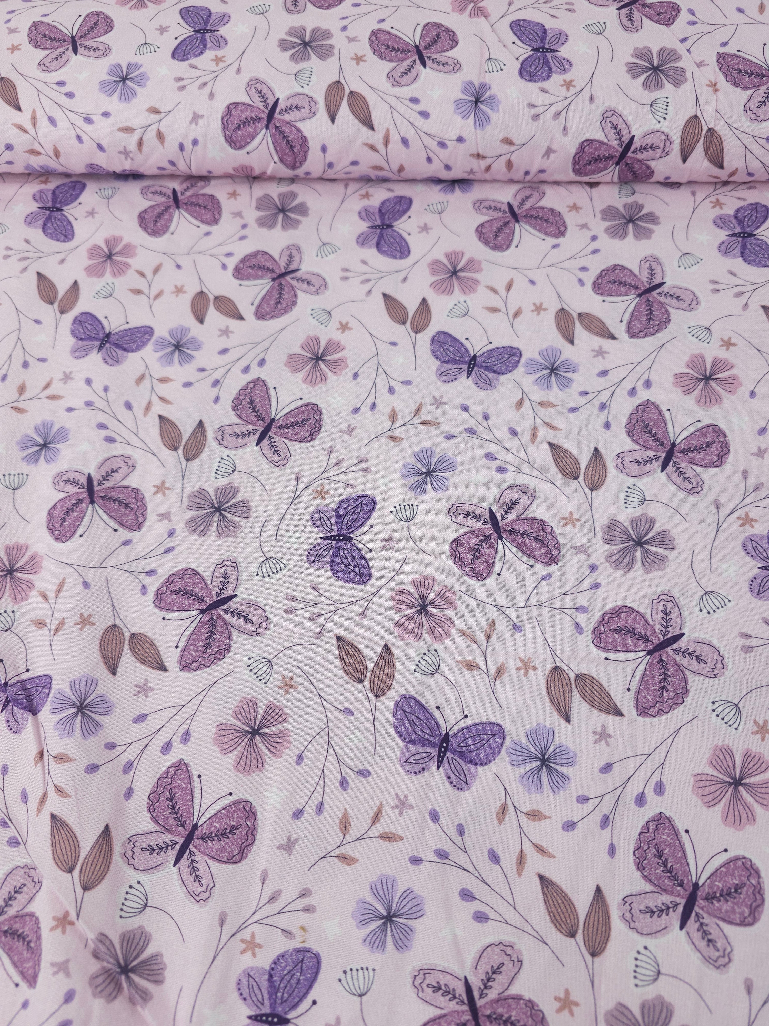 Lilac Vintage Butterfly Blossom 100% Cotton