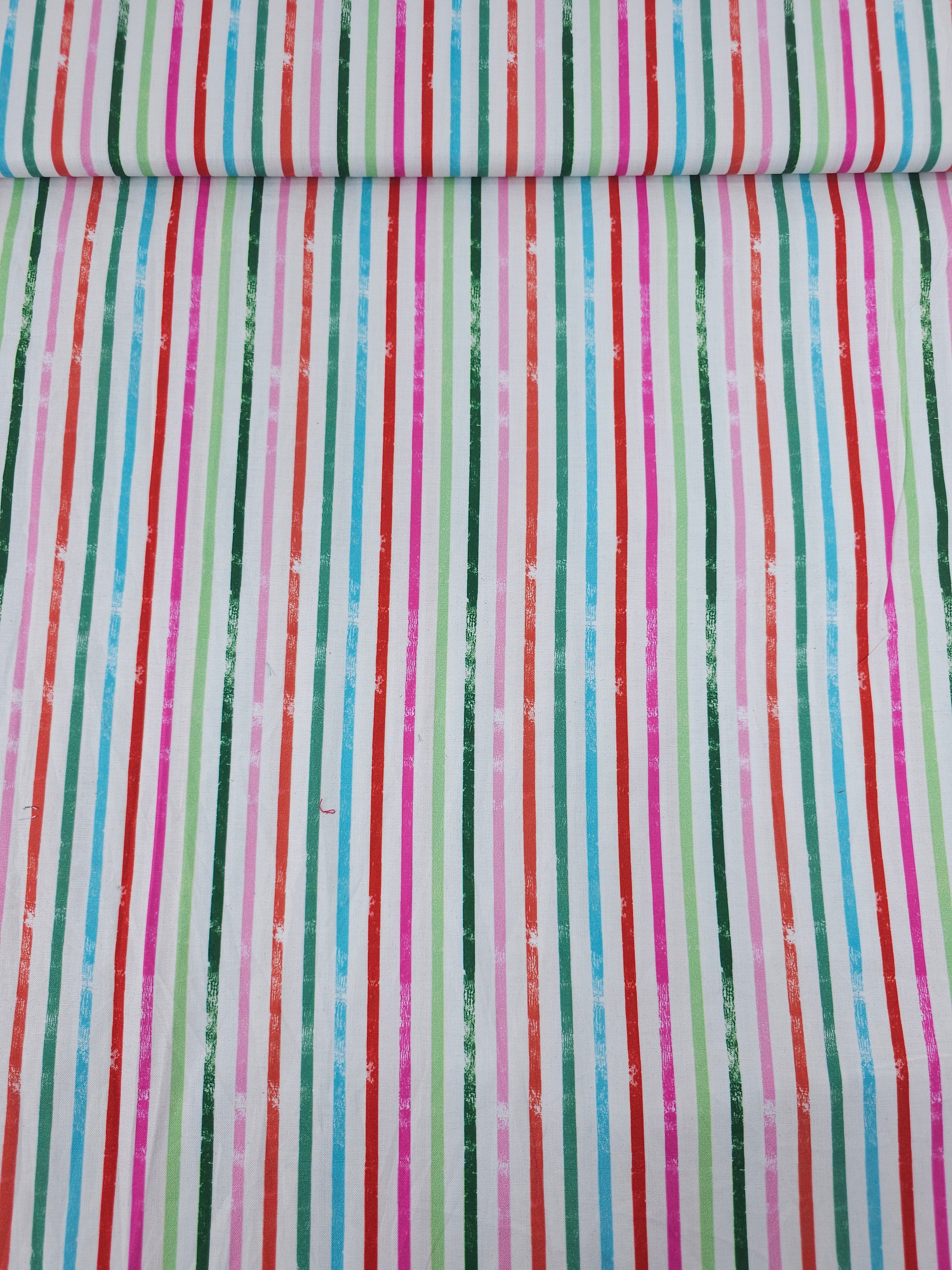 White/Multi Static Stripe 100% Cotton
