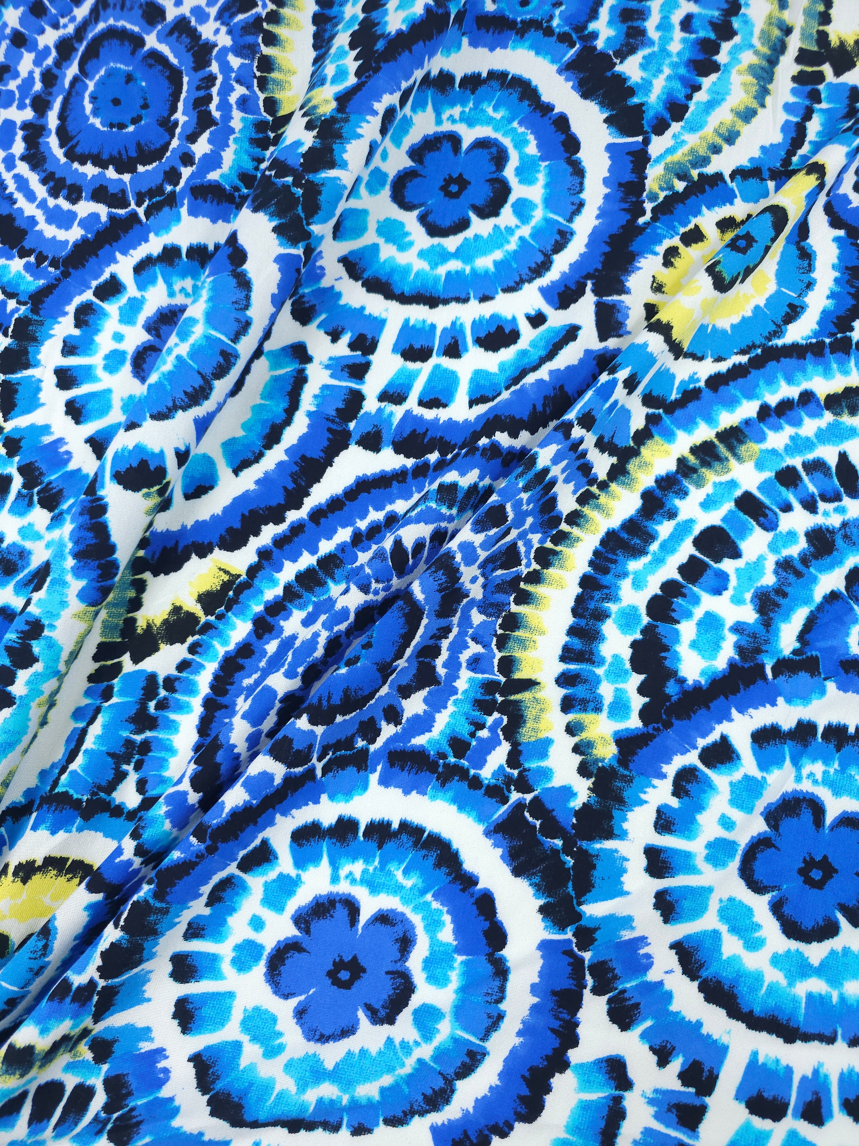 Blue Kaleidoscopic Circle Viscose Challis