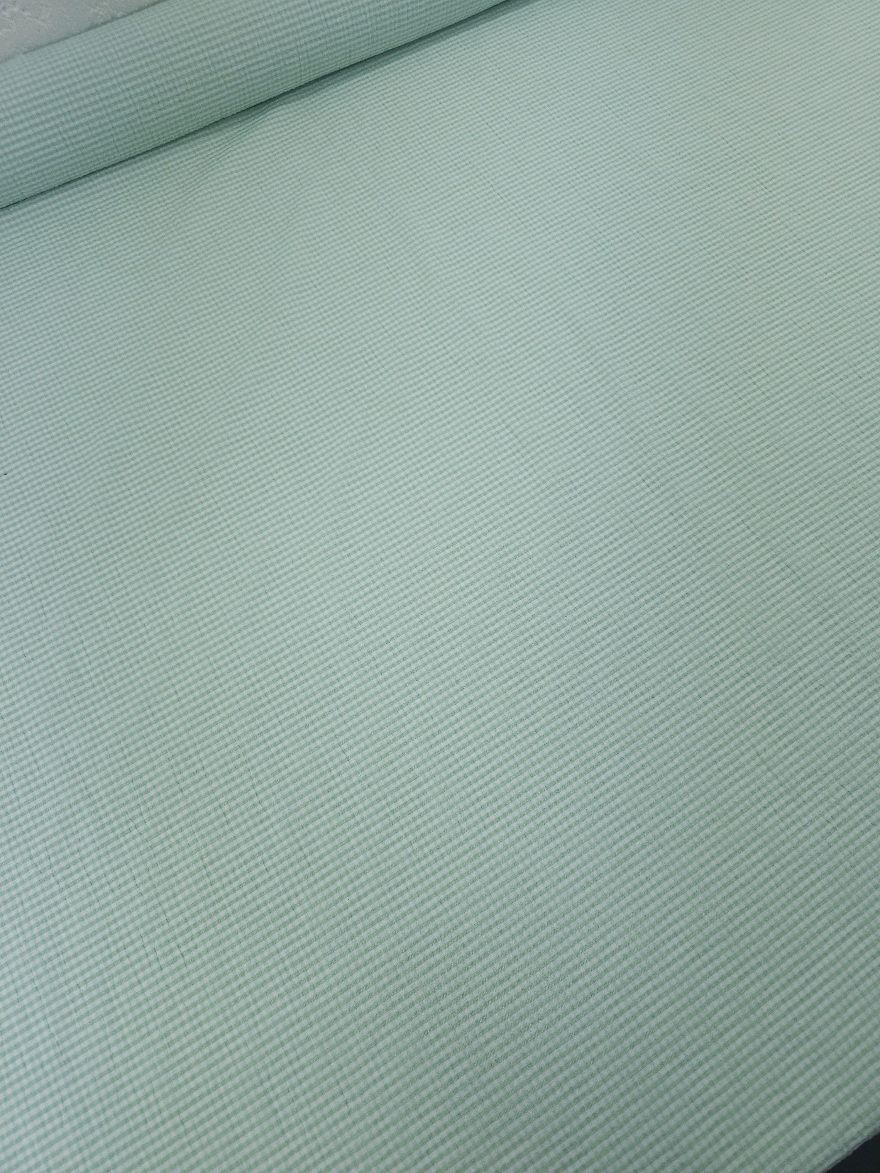 Sage/Mint Blue Mini Gingam Poly Cotton