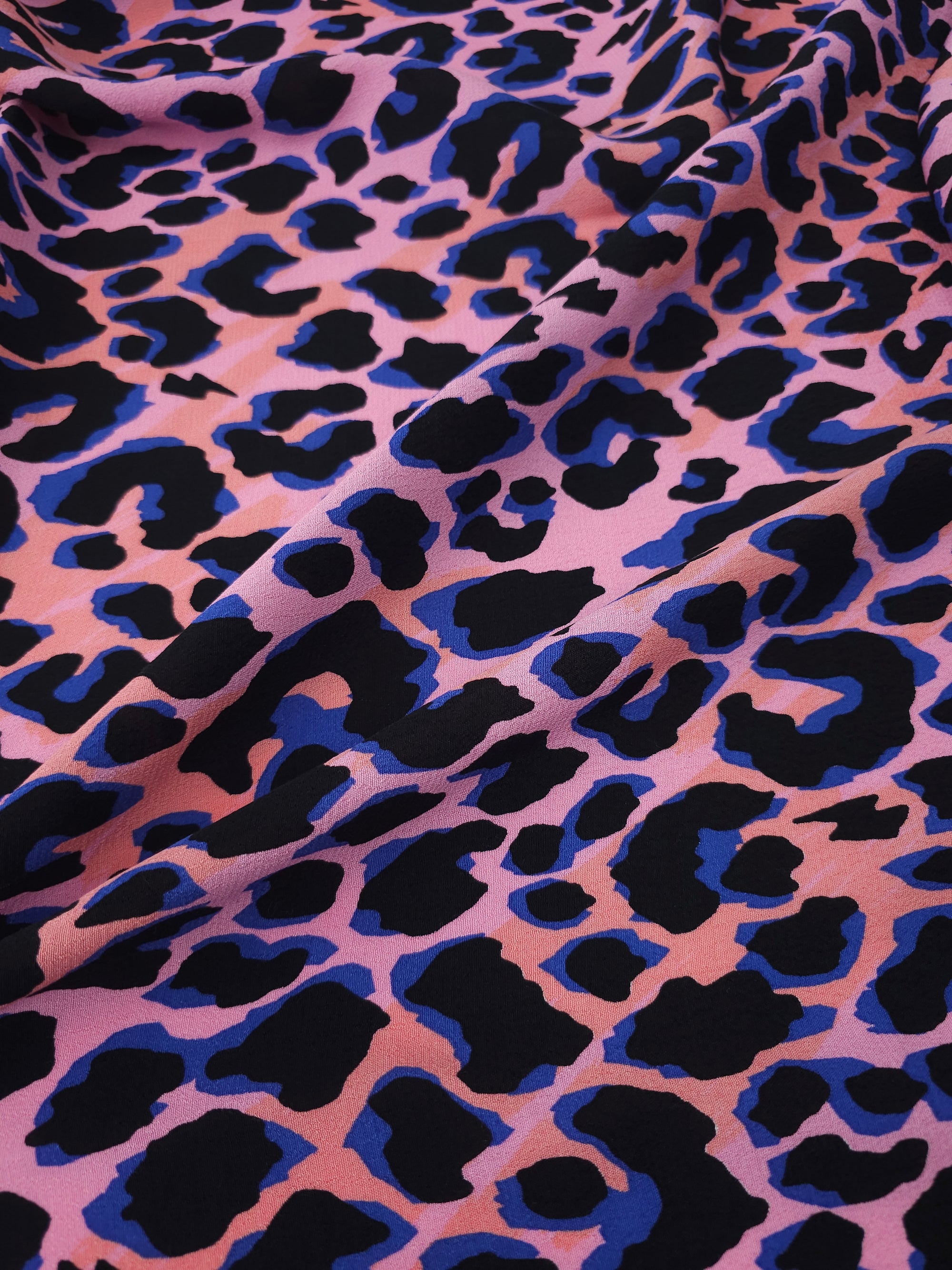 Pink/Blue Abstract Leopard Viscose Crepe *SCAMP & DUDE*