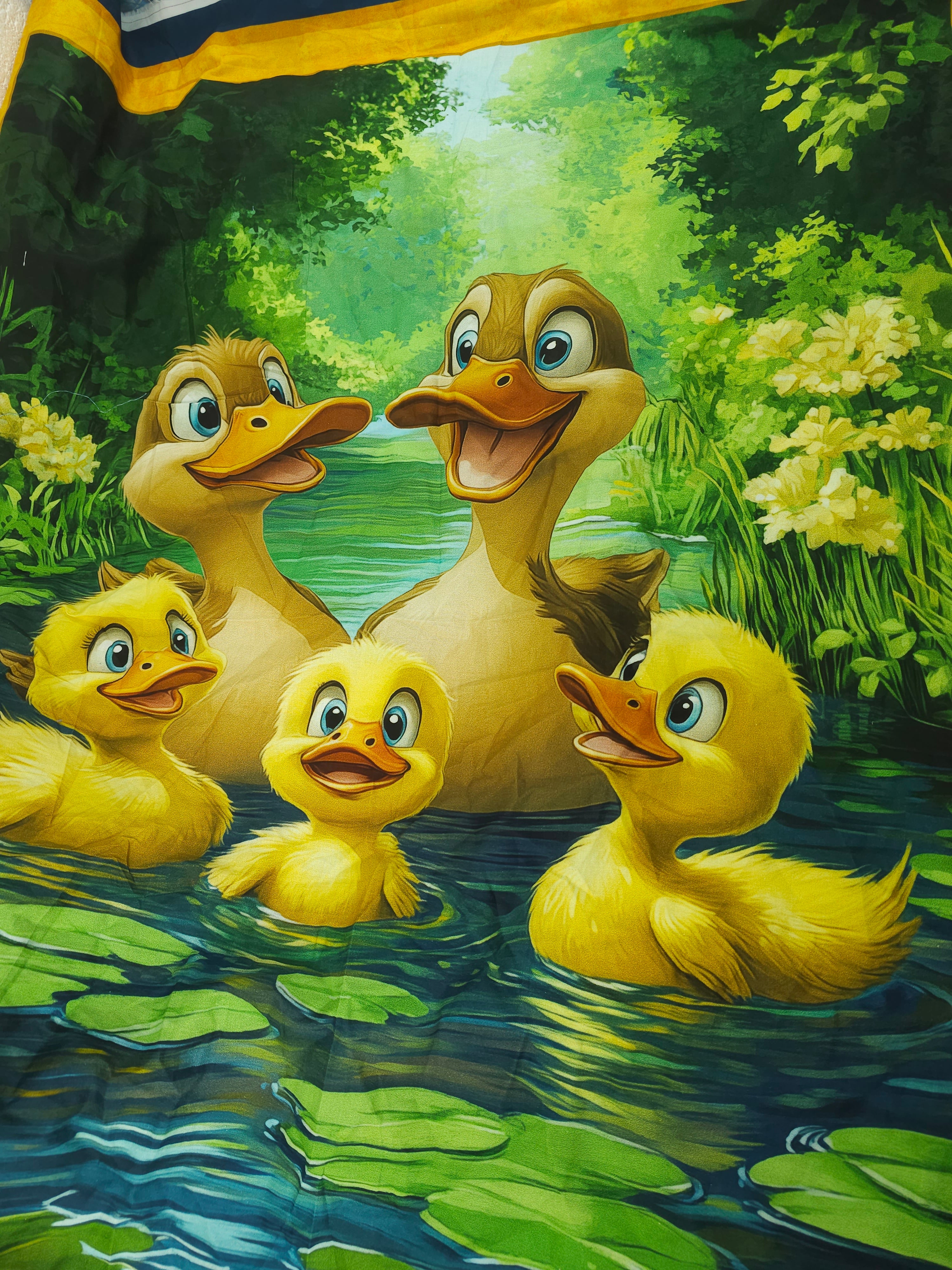 Happy duck family Cotton panel- 1.8m piece
