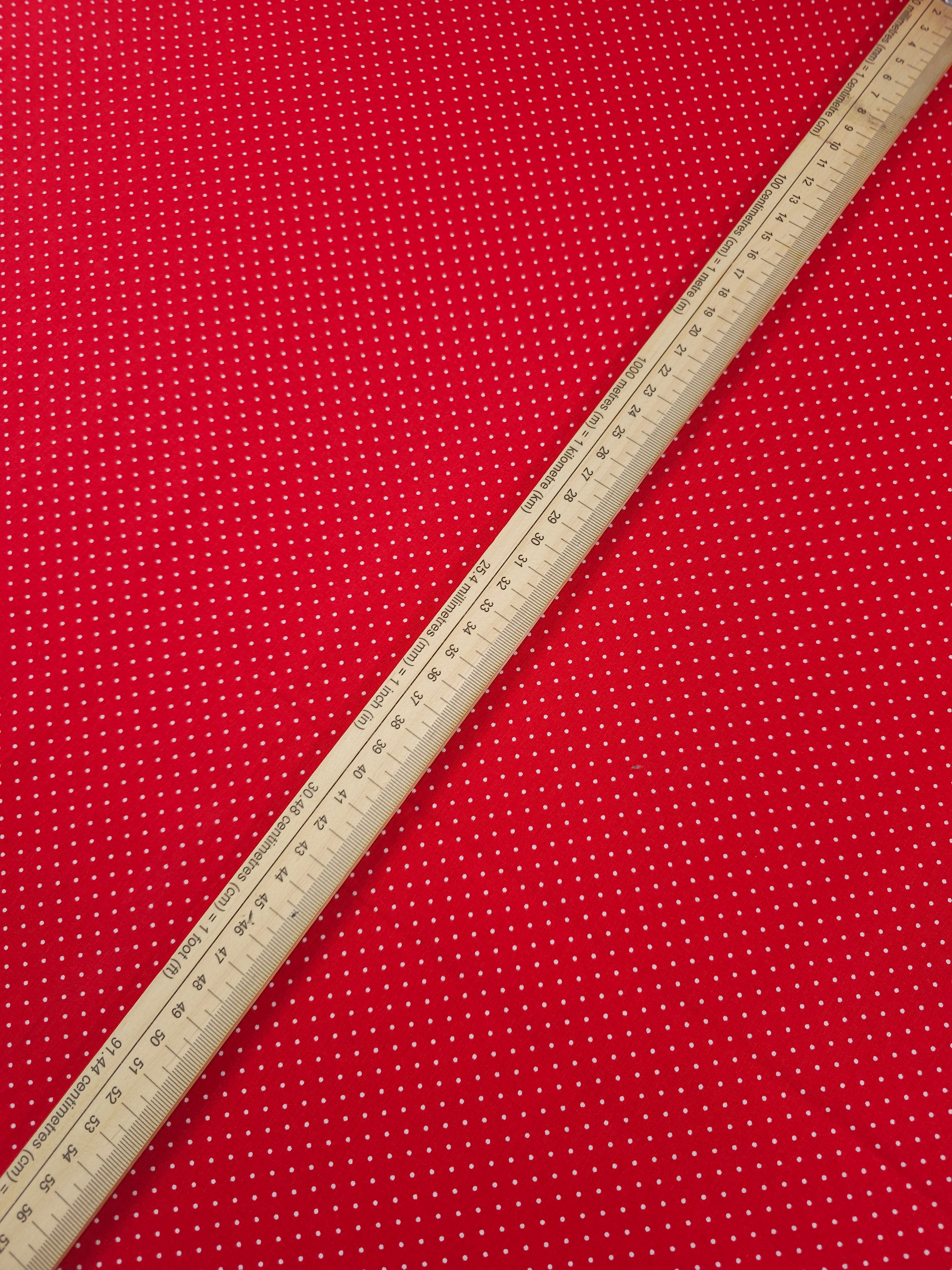 Red Micro Polka Dot Lightweight Cotton 60"