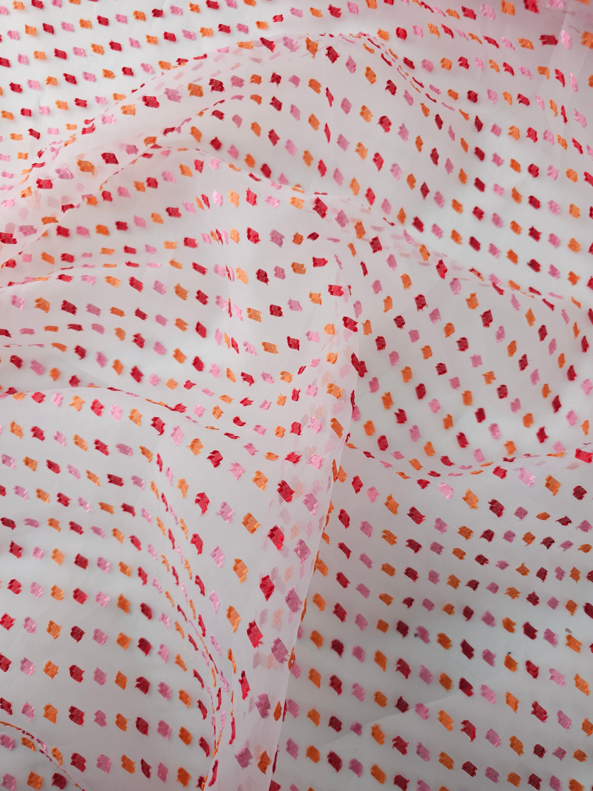 Pink/Orange Dobby Organza