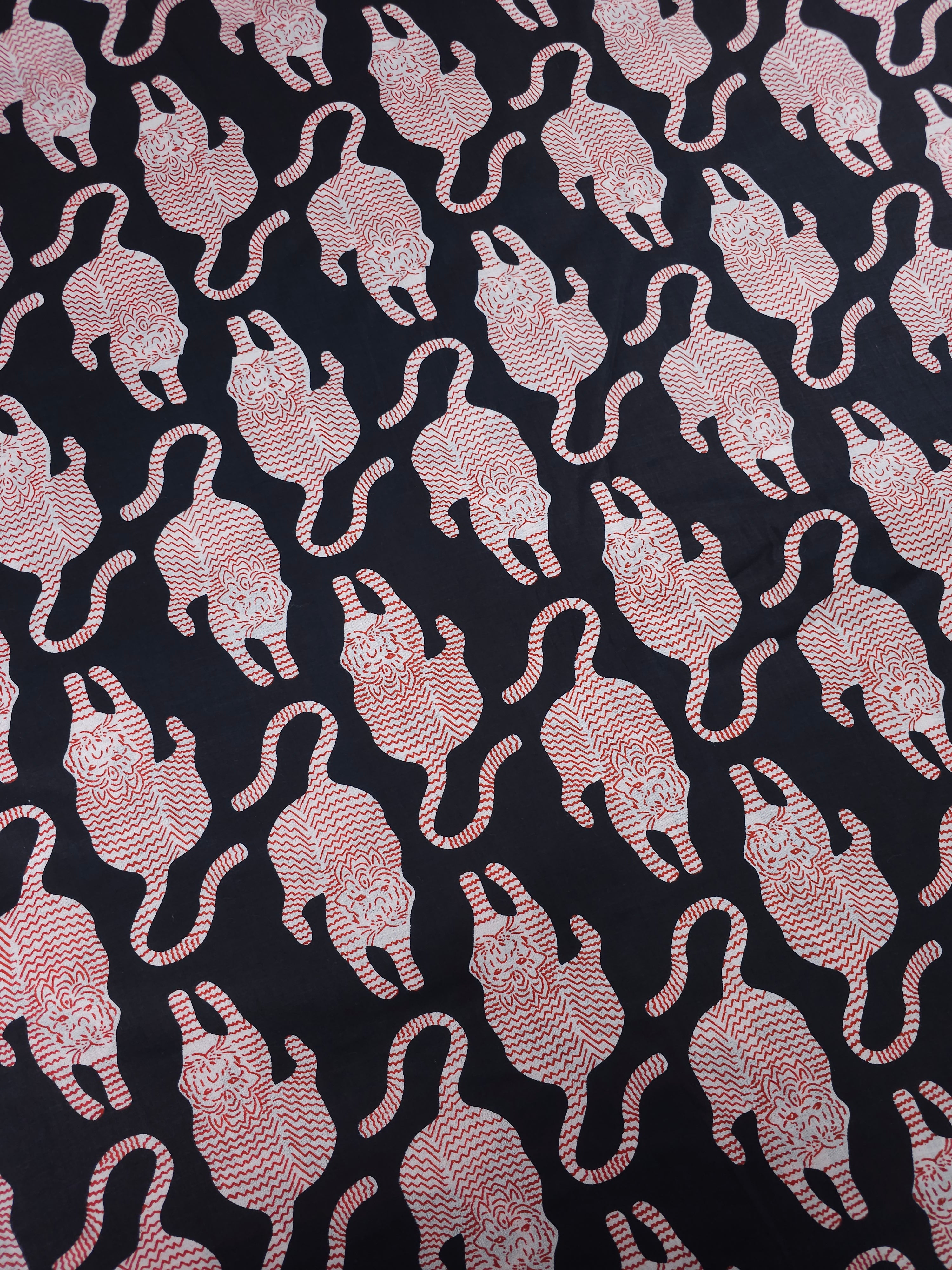 Red/Black Tiger Block Print Cotton
