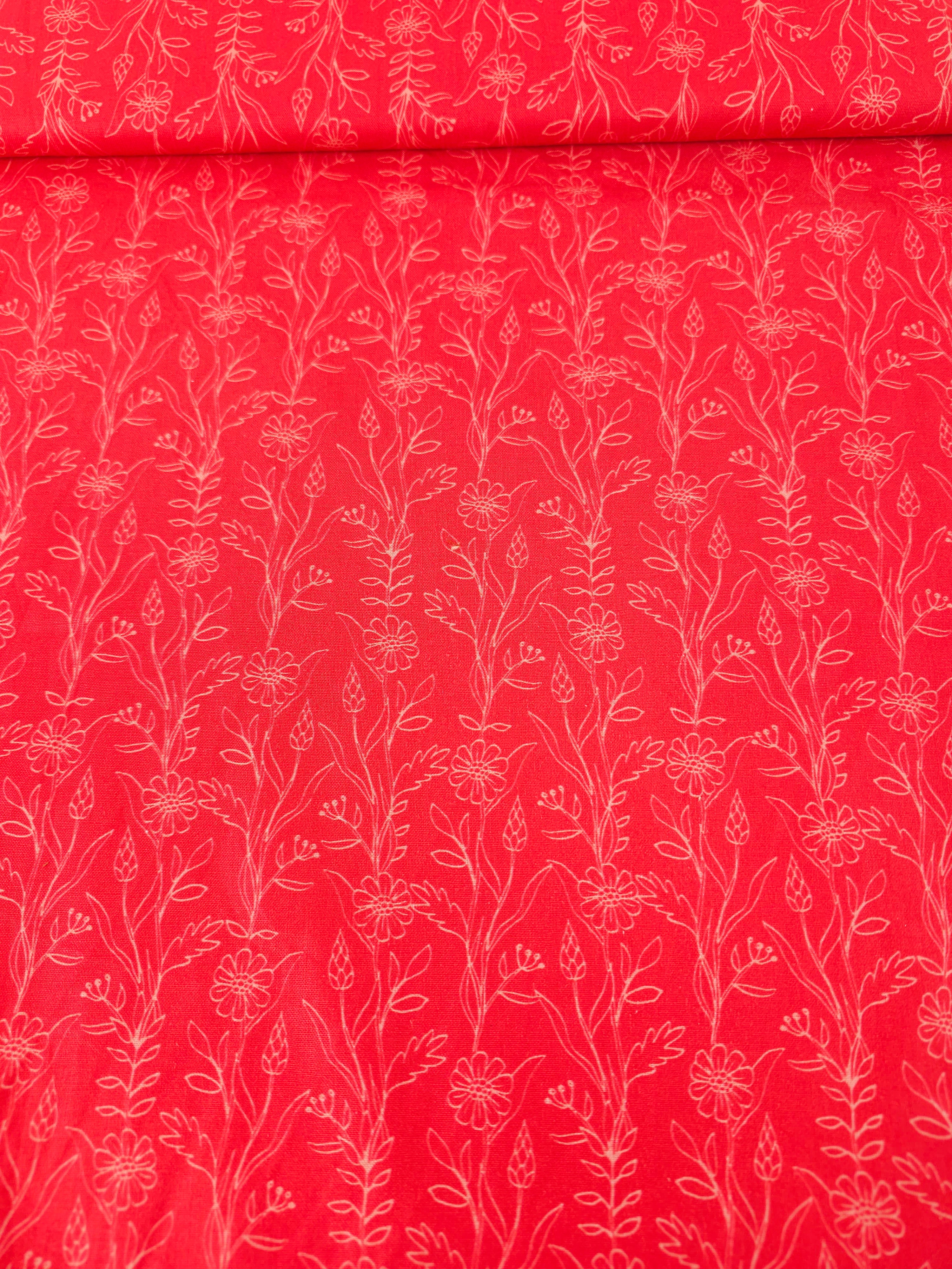 Red Sketch Flower Twine 100% Cotton