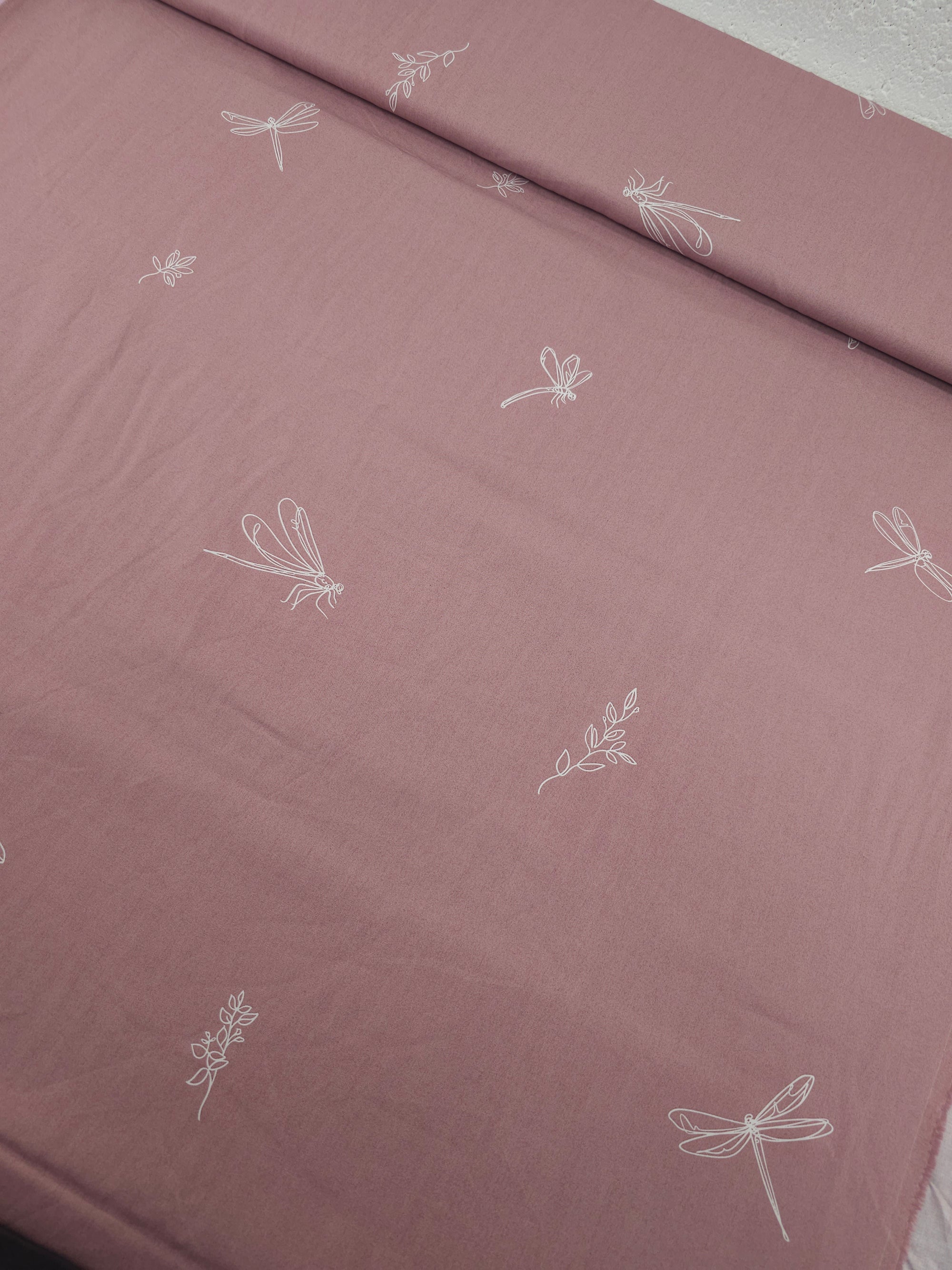 Rosewood Blush Floral Dragonfly Lightweight Cotton 60"