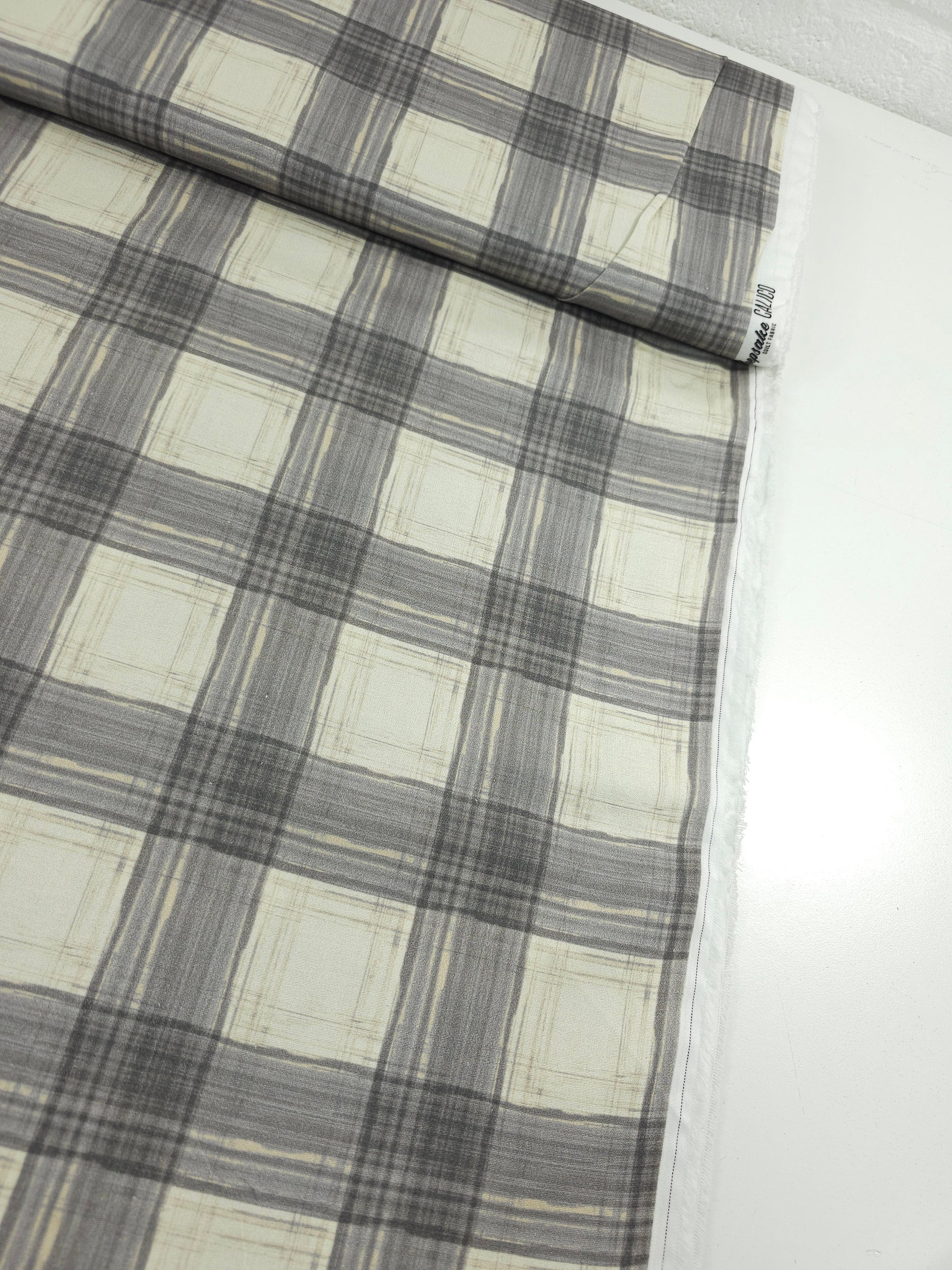 Grey/Cream Retro Tartan 100% Cotton