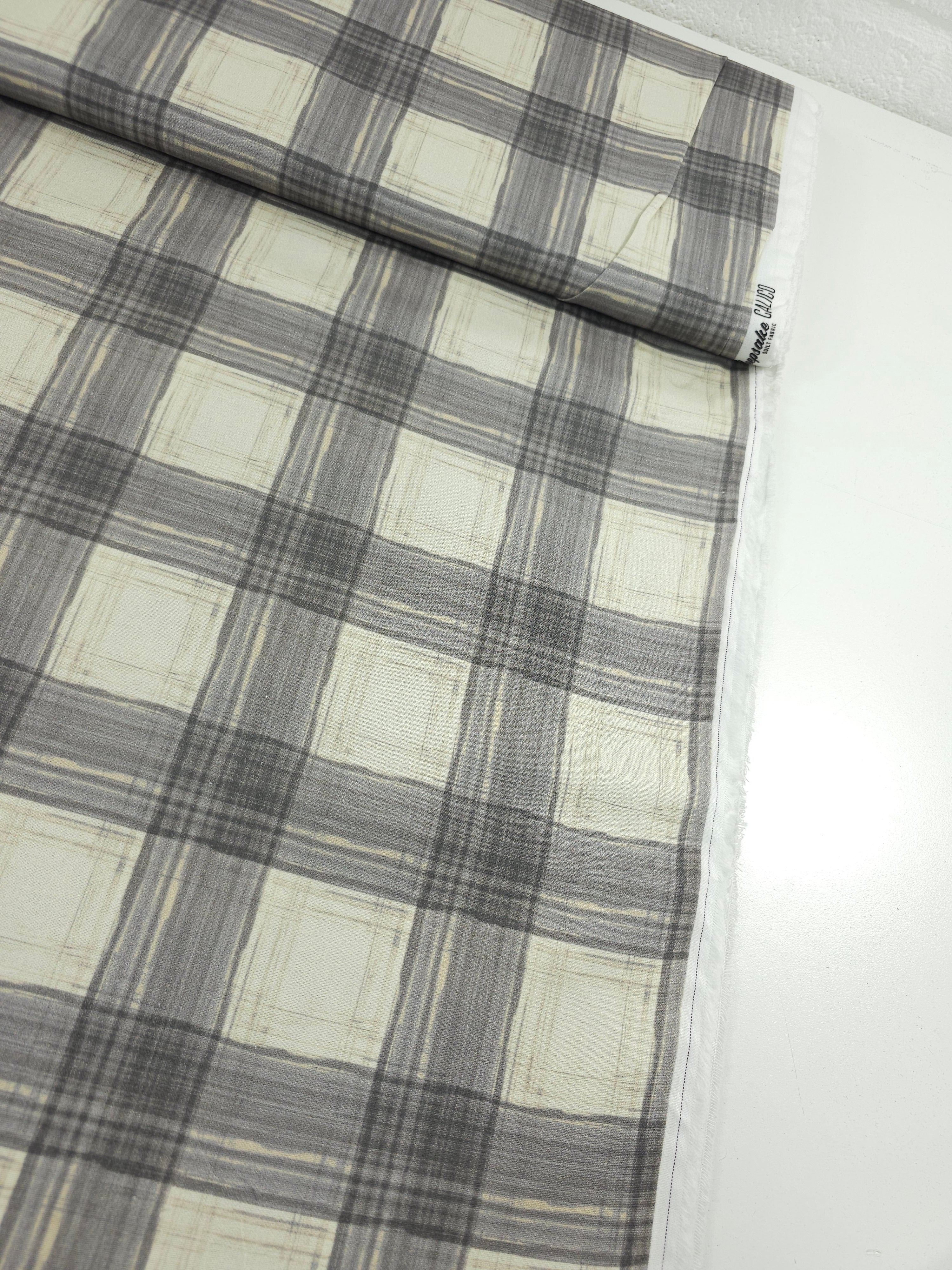 Grey/Cream Retro Tartan 100% Cotton