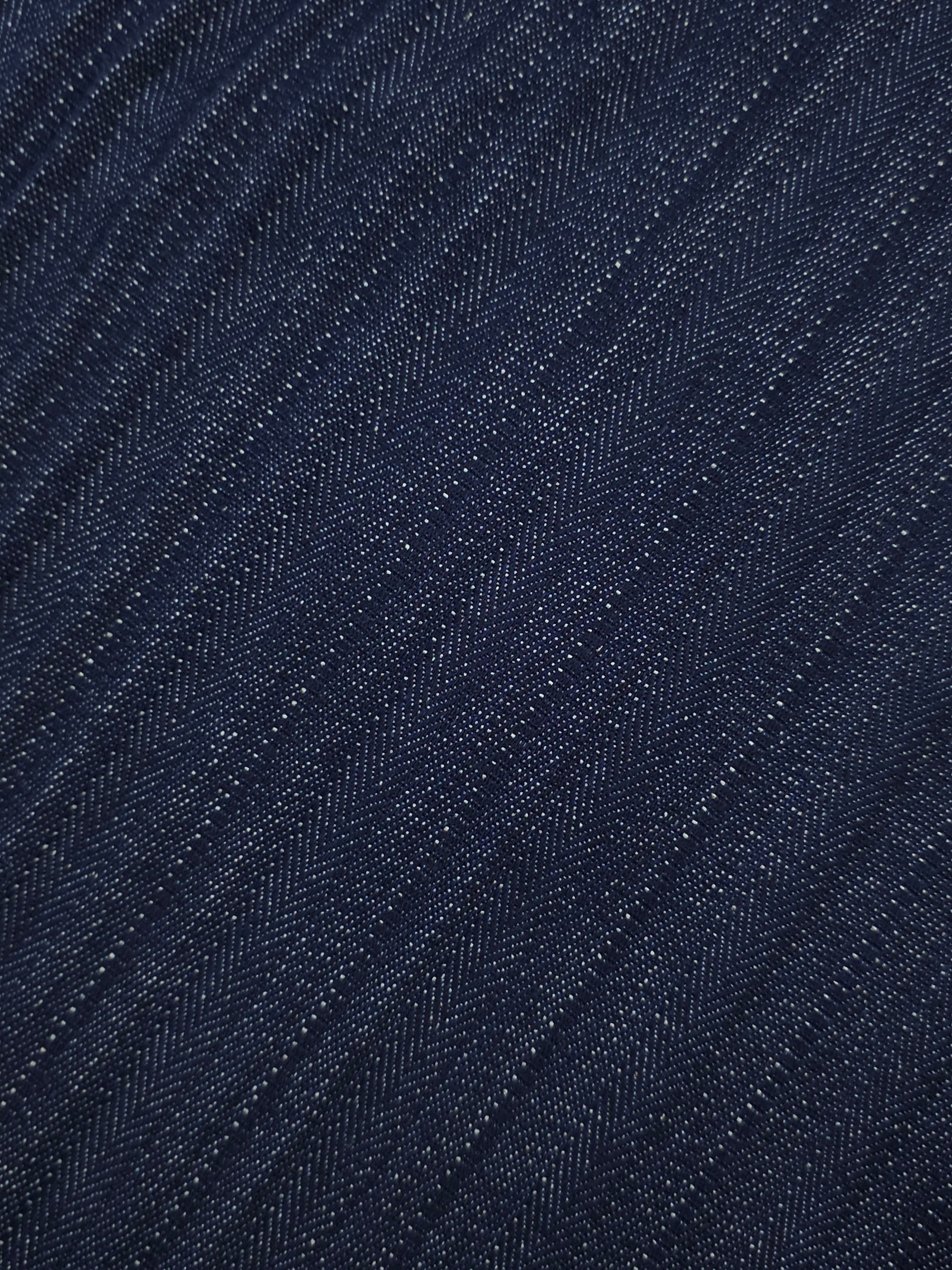 Indigo Navy Crinkle Herringbone Stripe Denim
