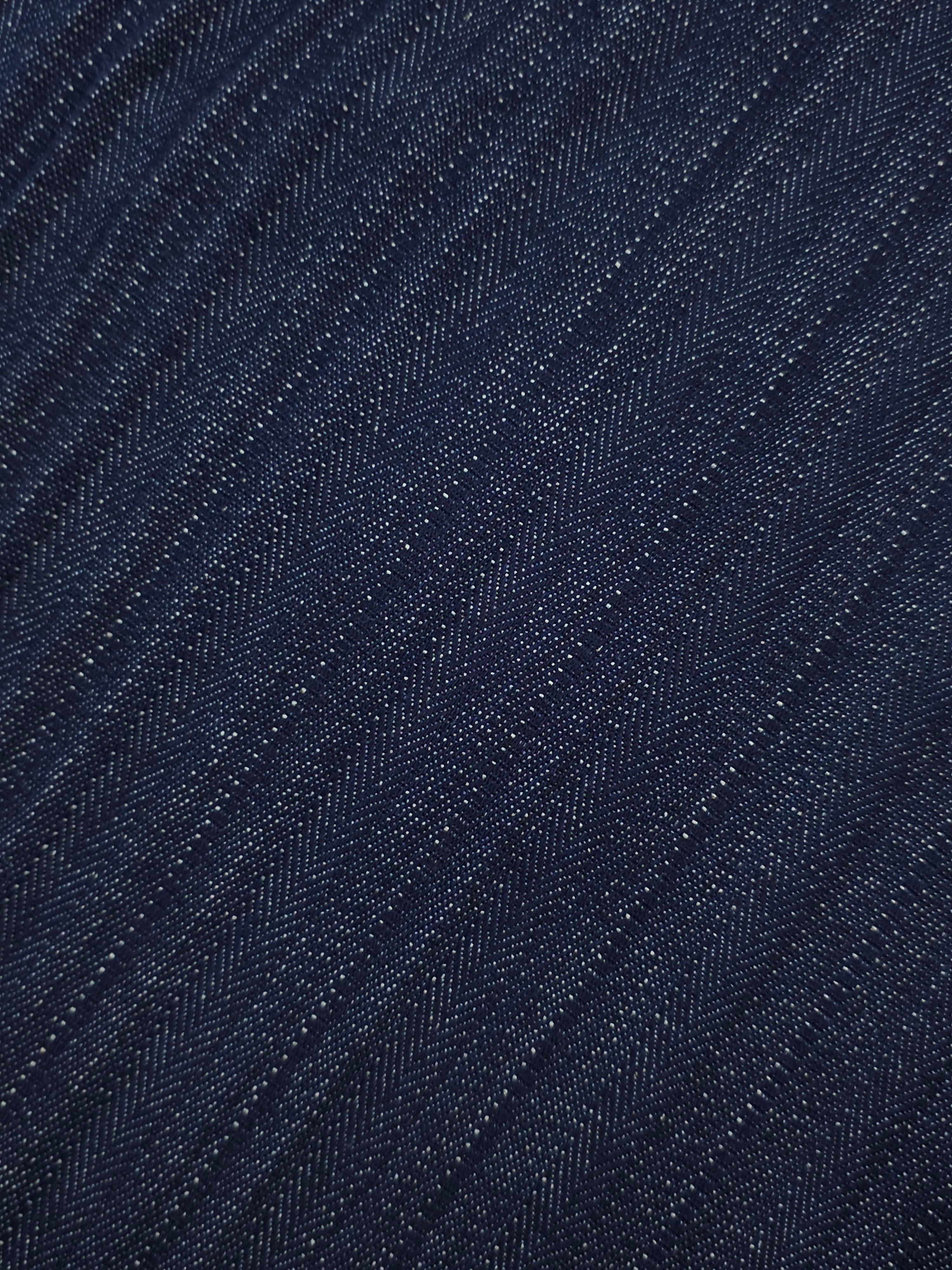 Indigo Navy Crinkle Herringbone Stripe Denim