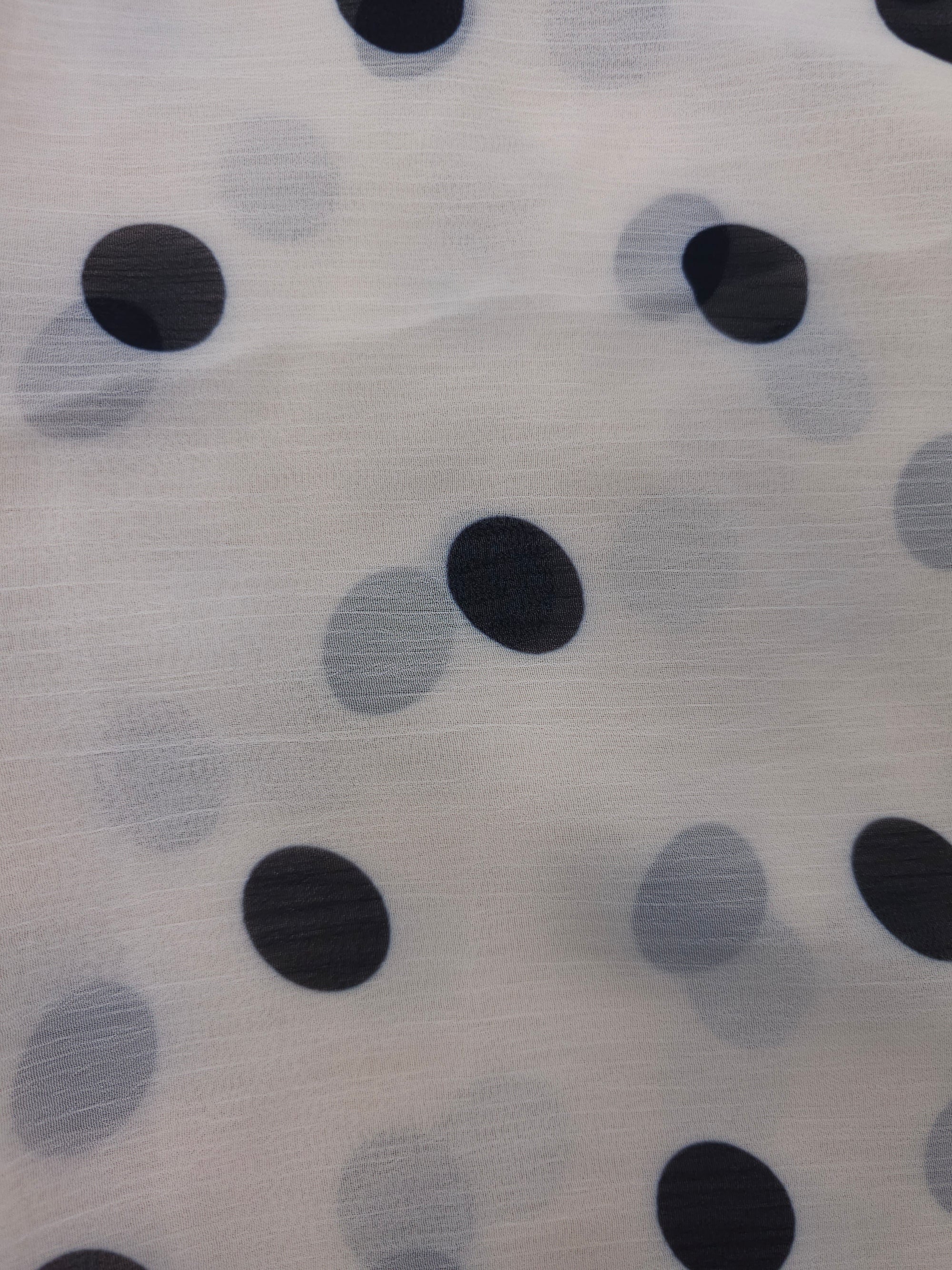 Ivory Polka Crinkle Chiffon - (Various Sizes)