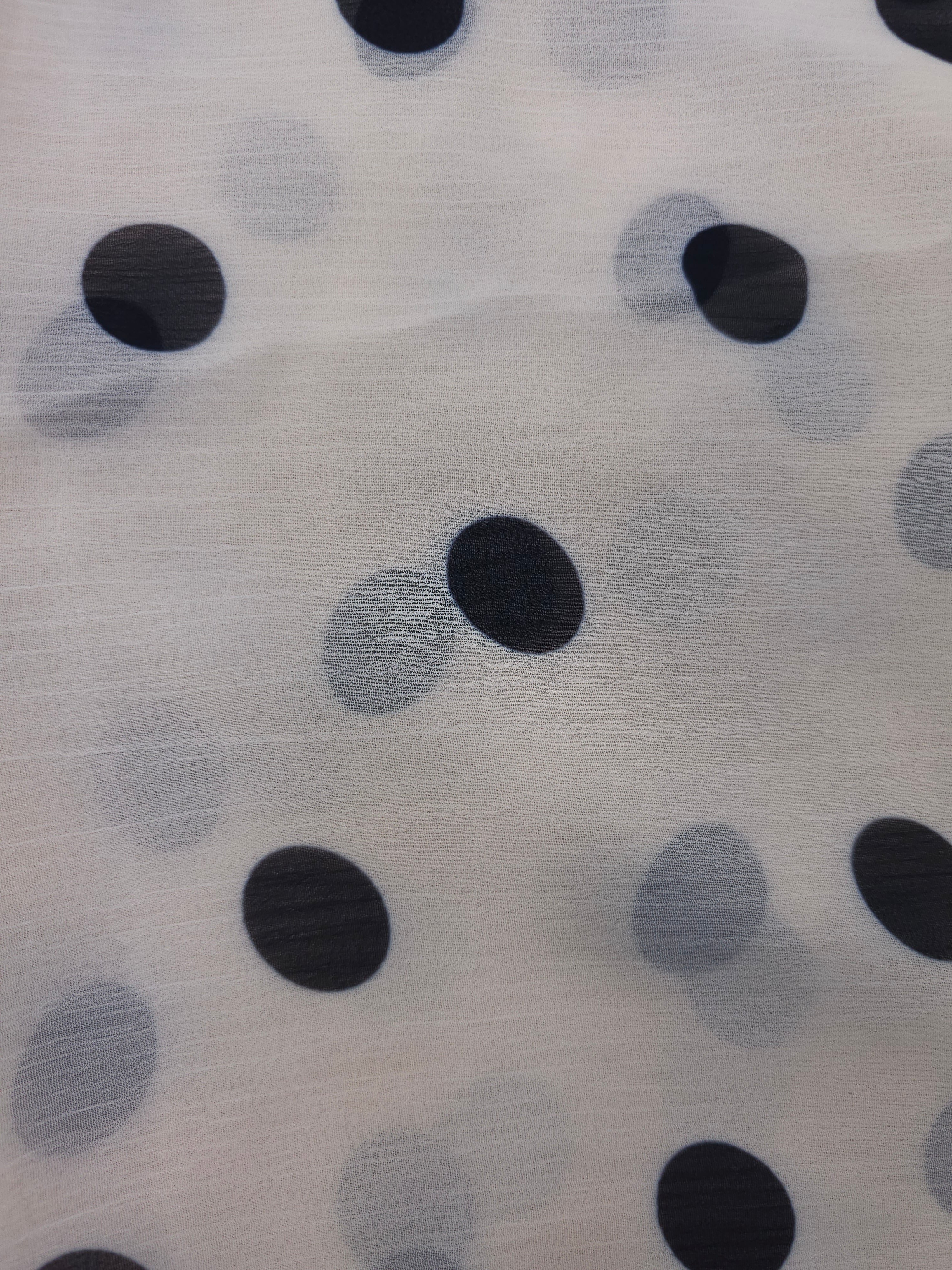 Ivory Polka Crinkle Chiffon - (Various Sizes)