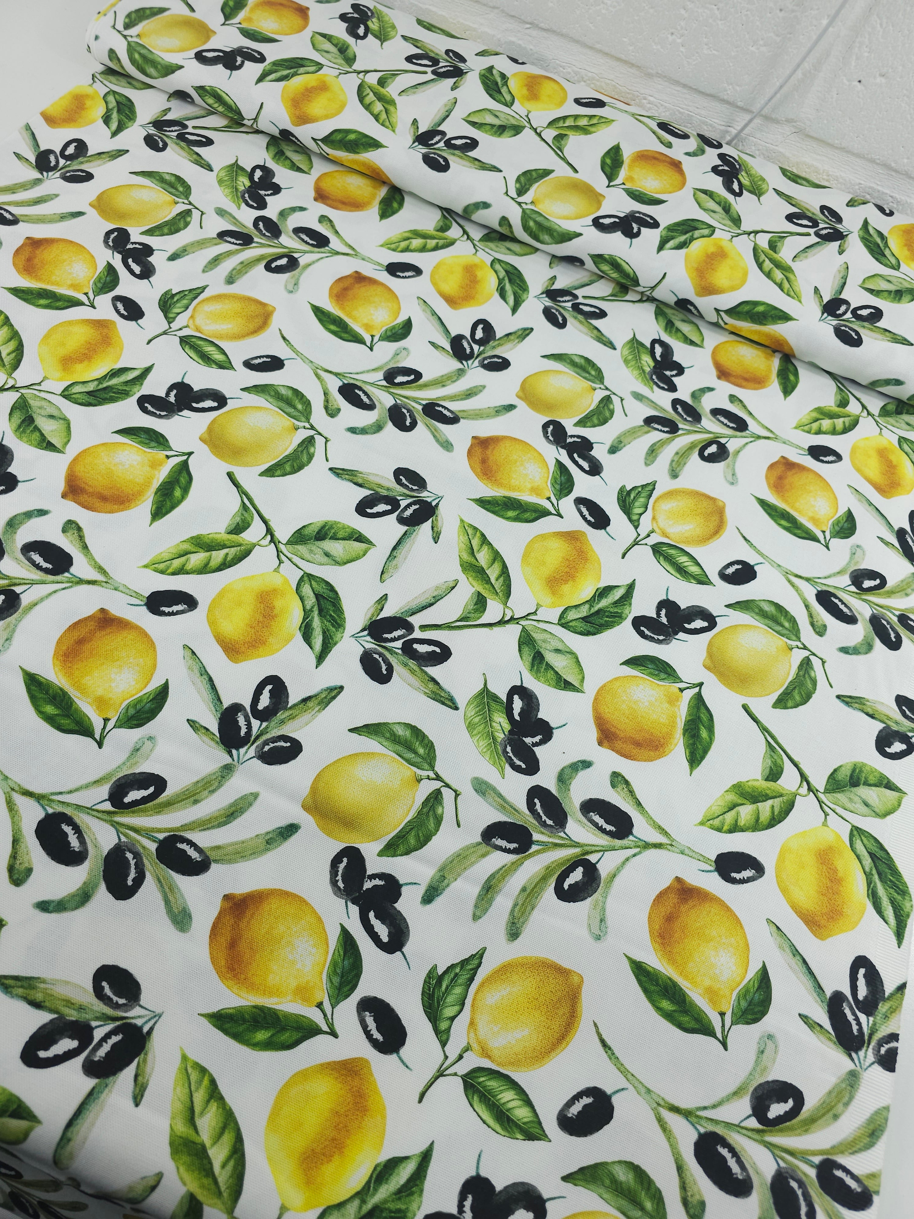 Lemon Olive Branch Canvas Cotton