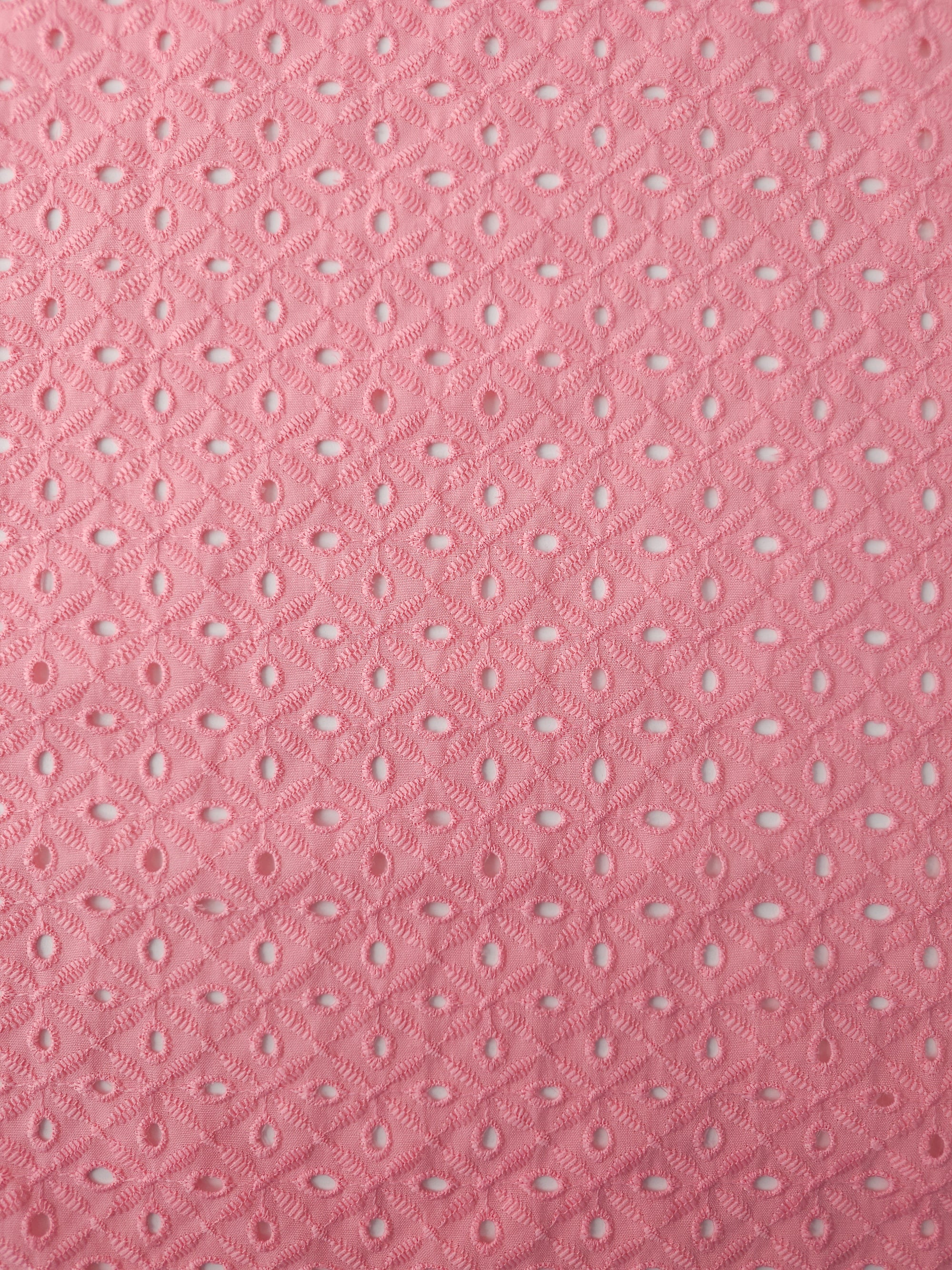 Candy Pink Diamond Petal Web Anglaise Cotton