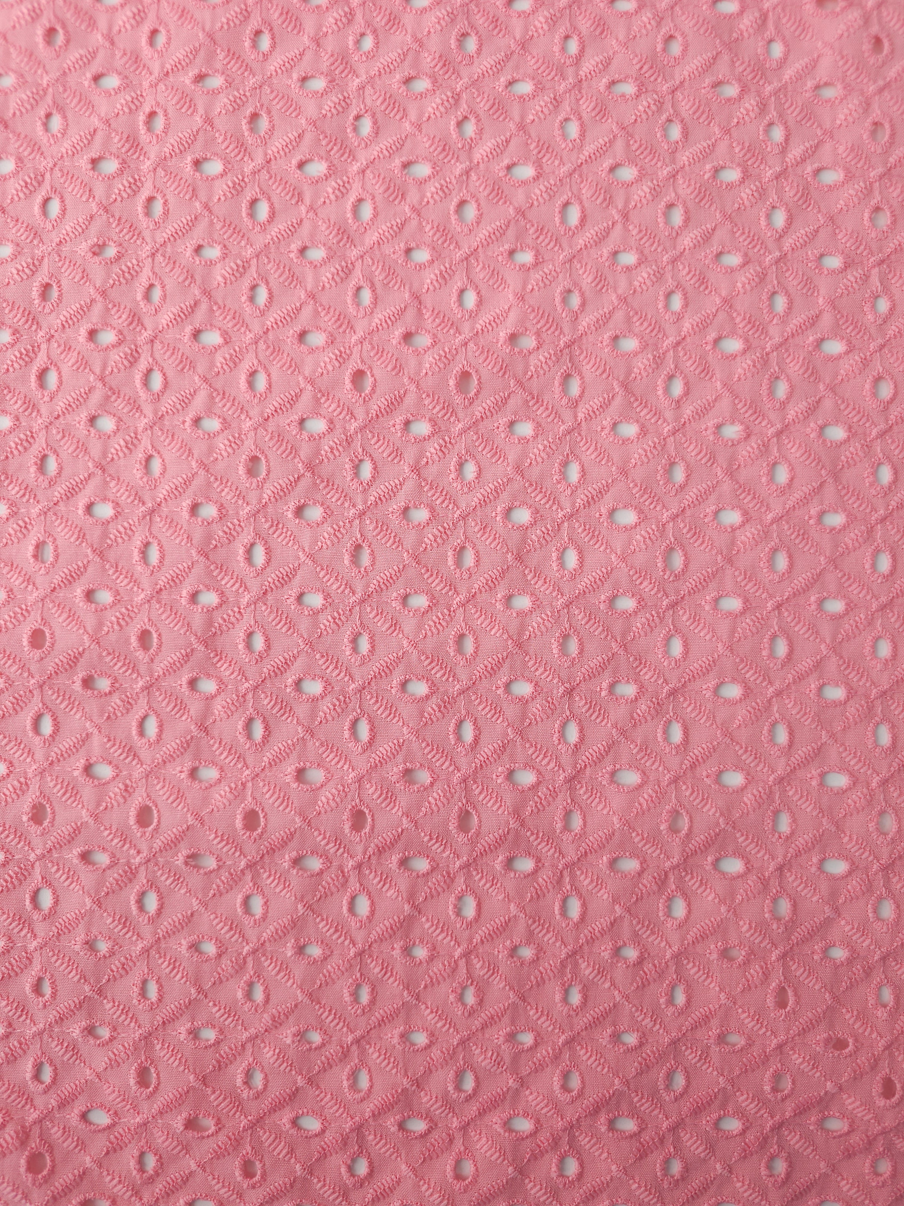 Candy Pink Diamond Petal Web Anglaise Cotton