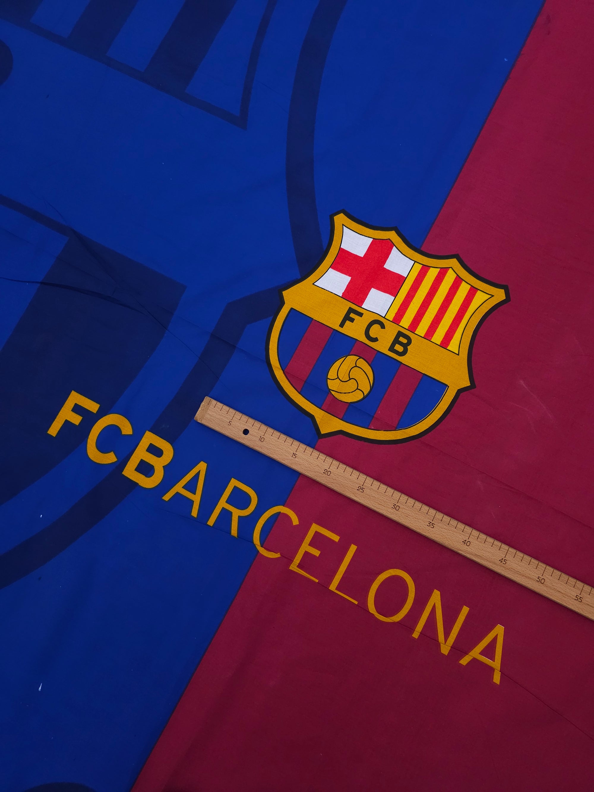 FC Barcelona Emblem 100% Cotton Football Fabric - 1.90m Panel *EXTRA WIDE*