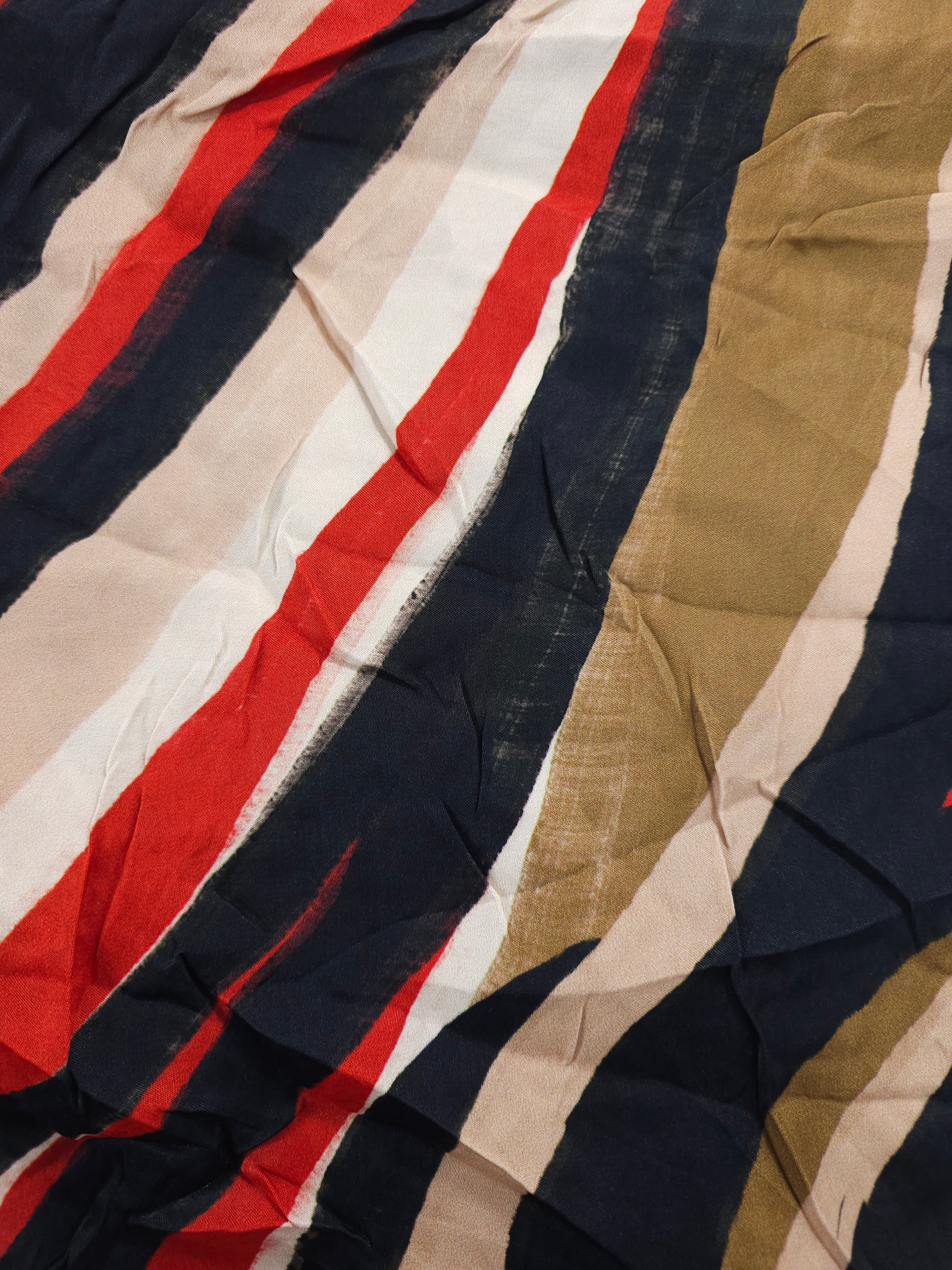 Blacks to oranges striped Viscose sateen- 5.7m piece