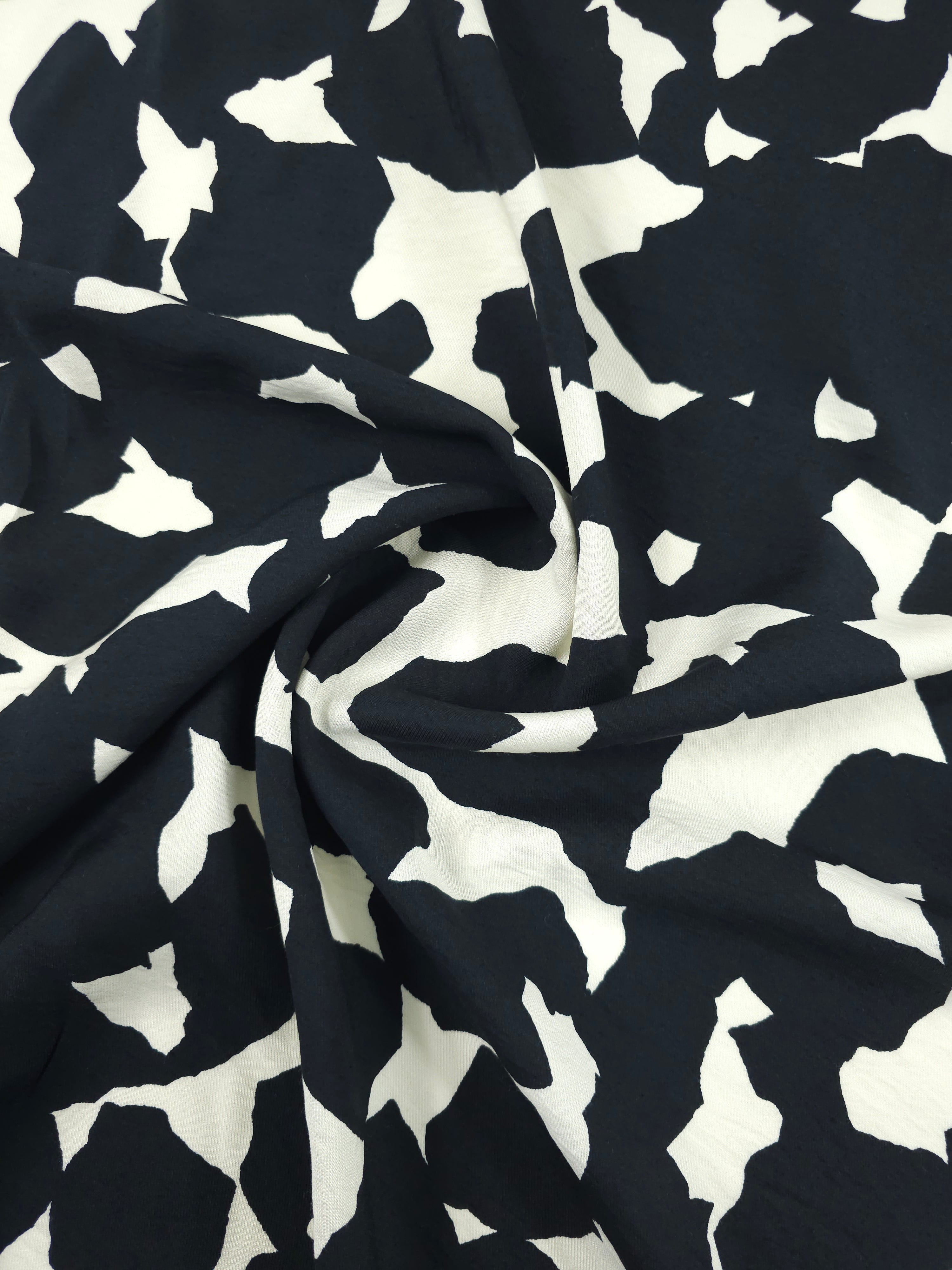 Black/Ivory Cream Abstract Modal Viscose