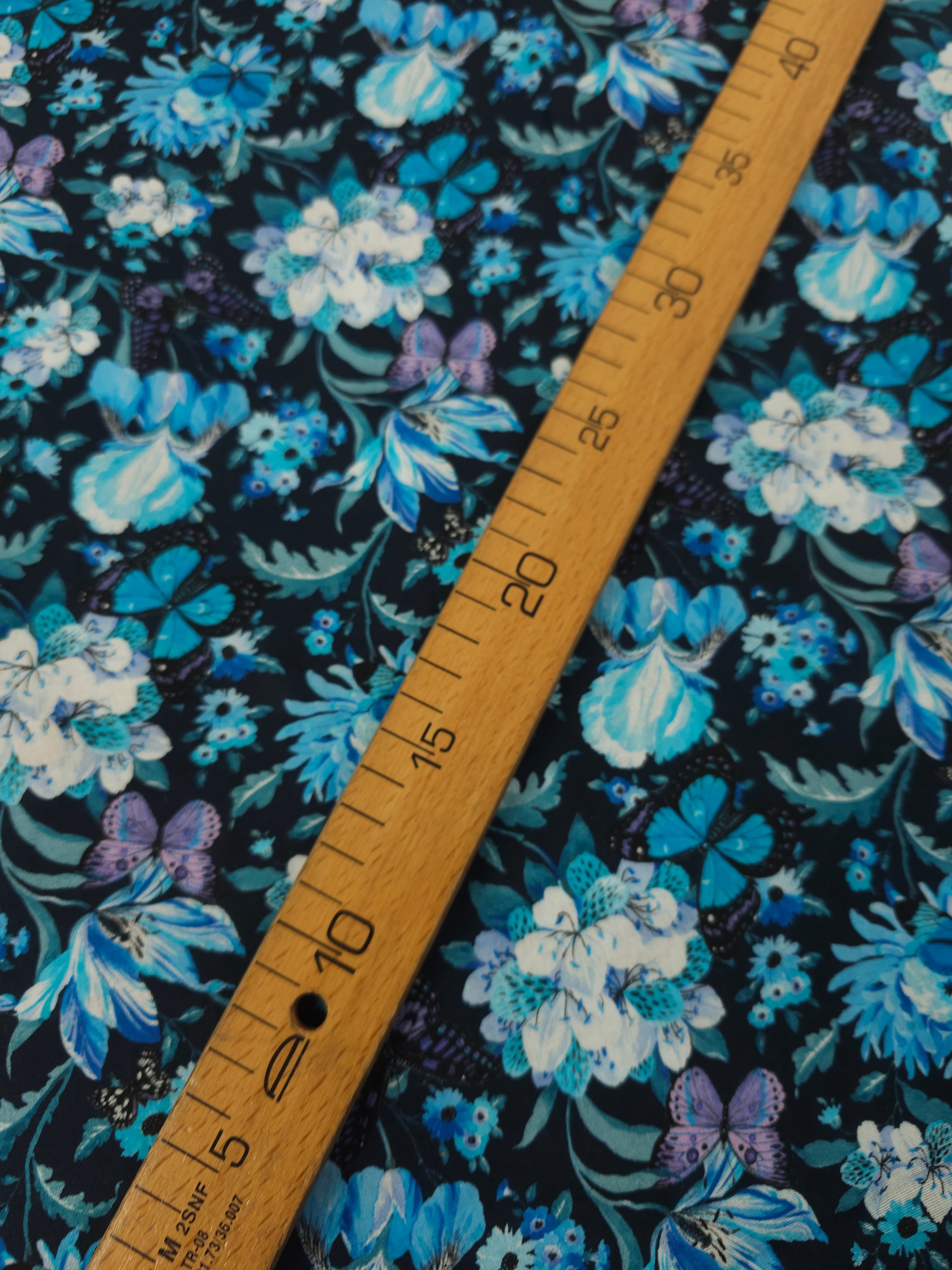 Blue/Purple Midnight Butterfly Floral 100% Cotton