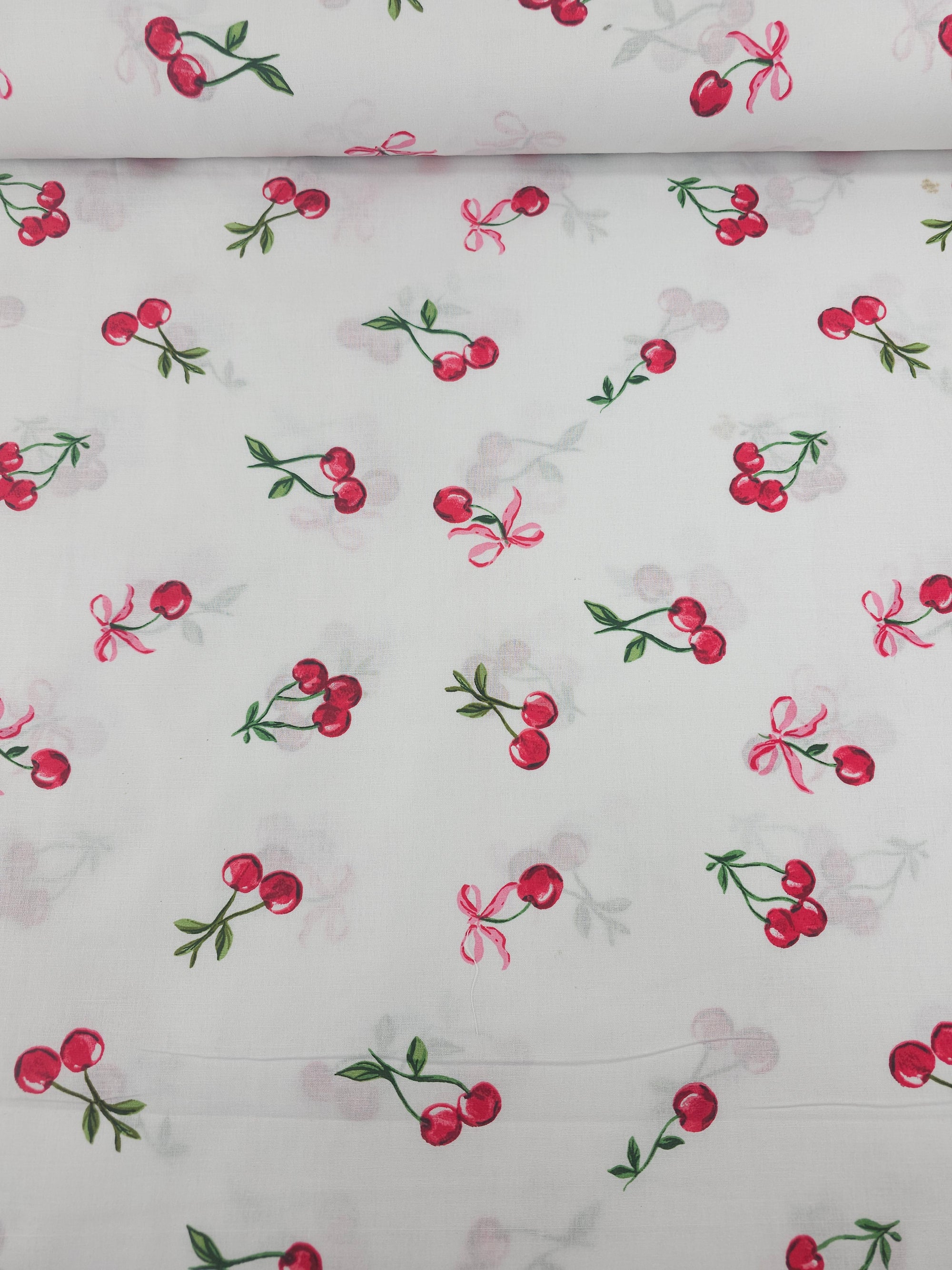 Cherry Bow 100% Cotton 102” *EXTRA WIDE*