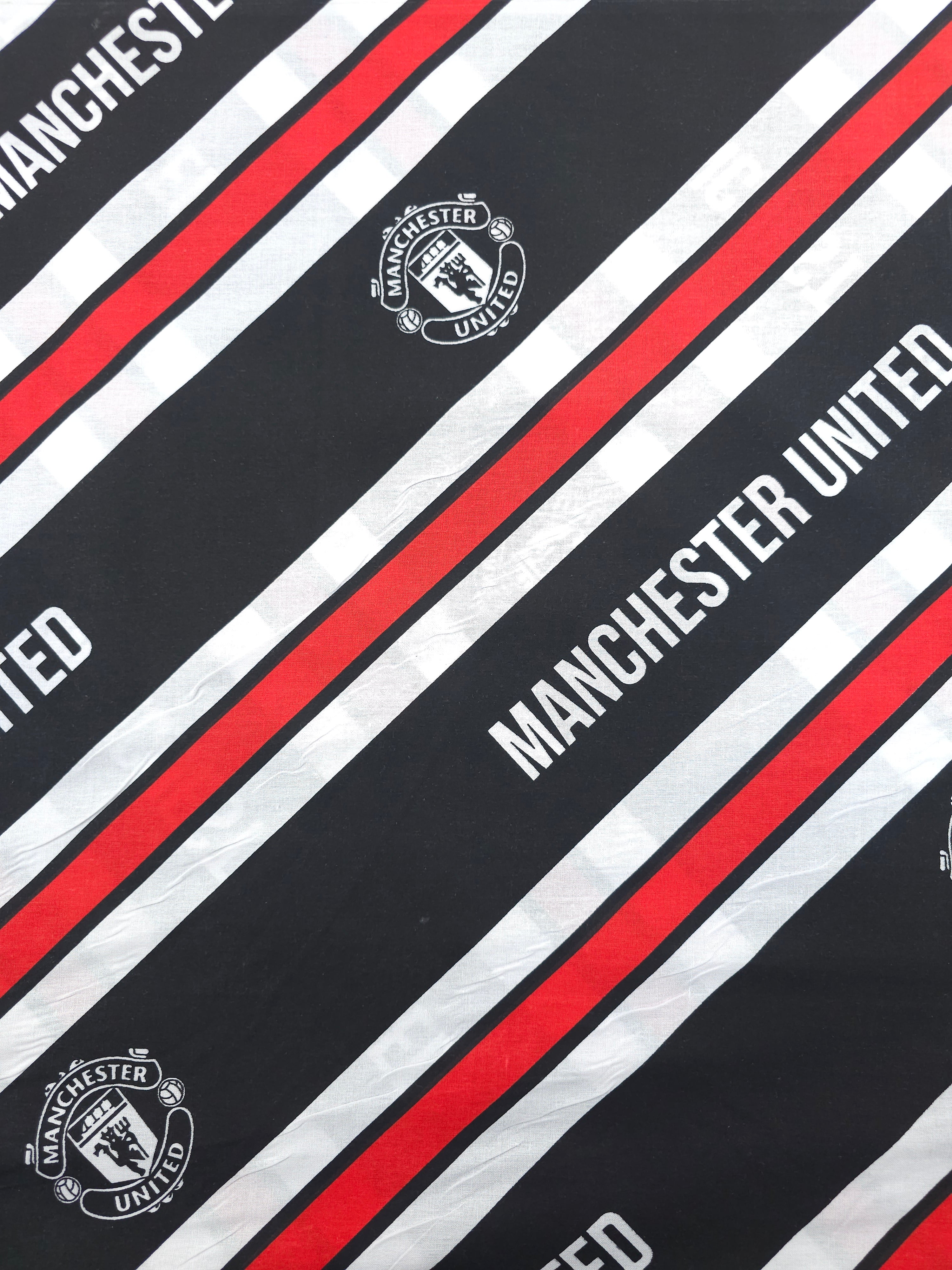 Manchester United FC Emblem Stripe 100% Cotton Football Fabric 82" *EXTRA WIDE*