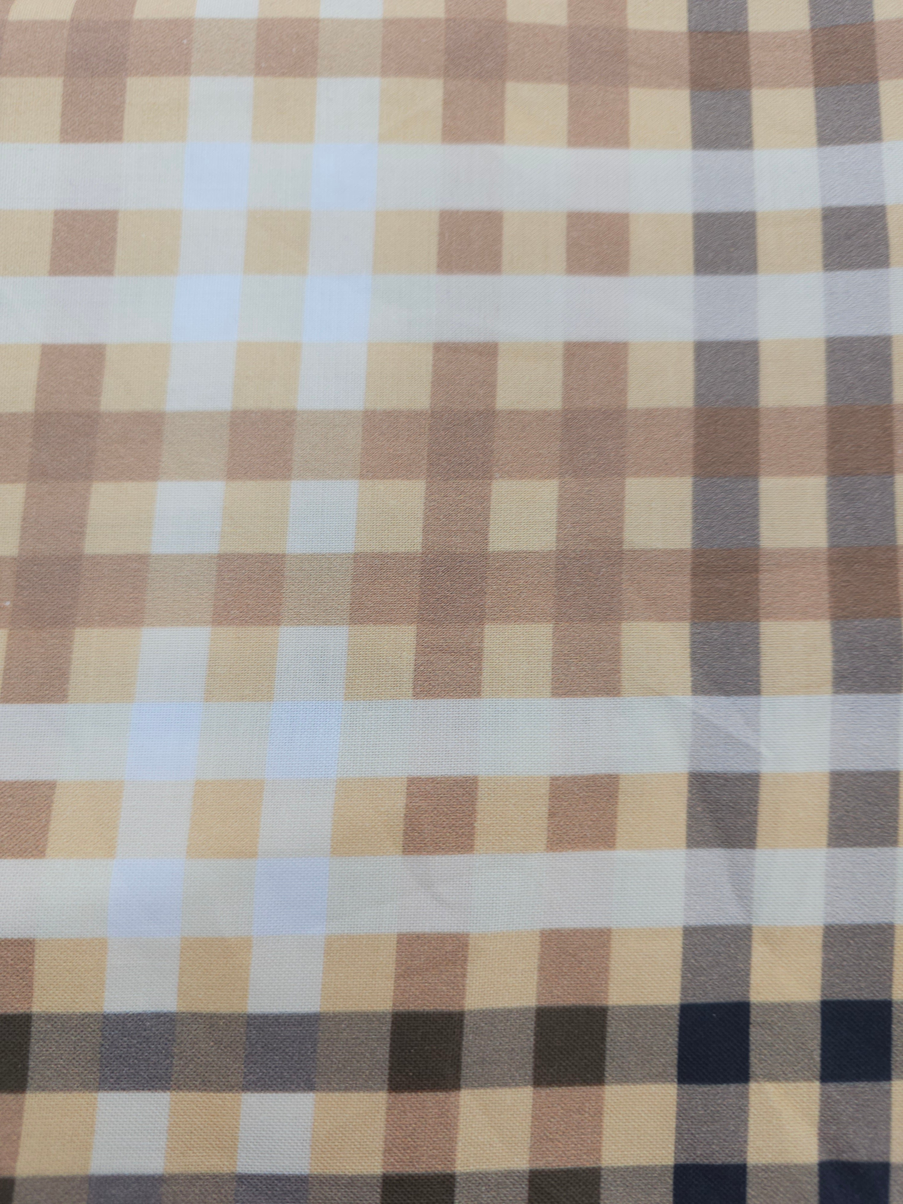 Cream brown check Cotton- 1.1m piece