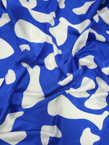  Blue/White Irregular Splodge Viscose Satin