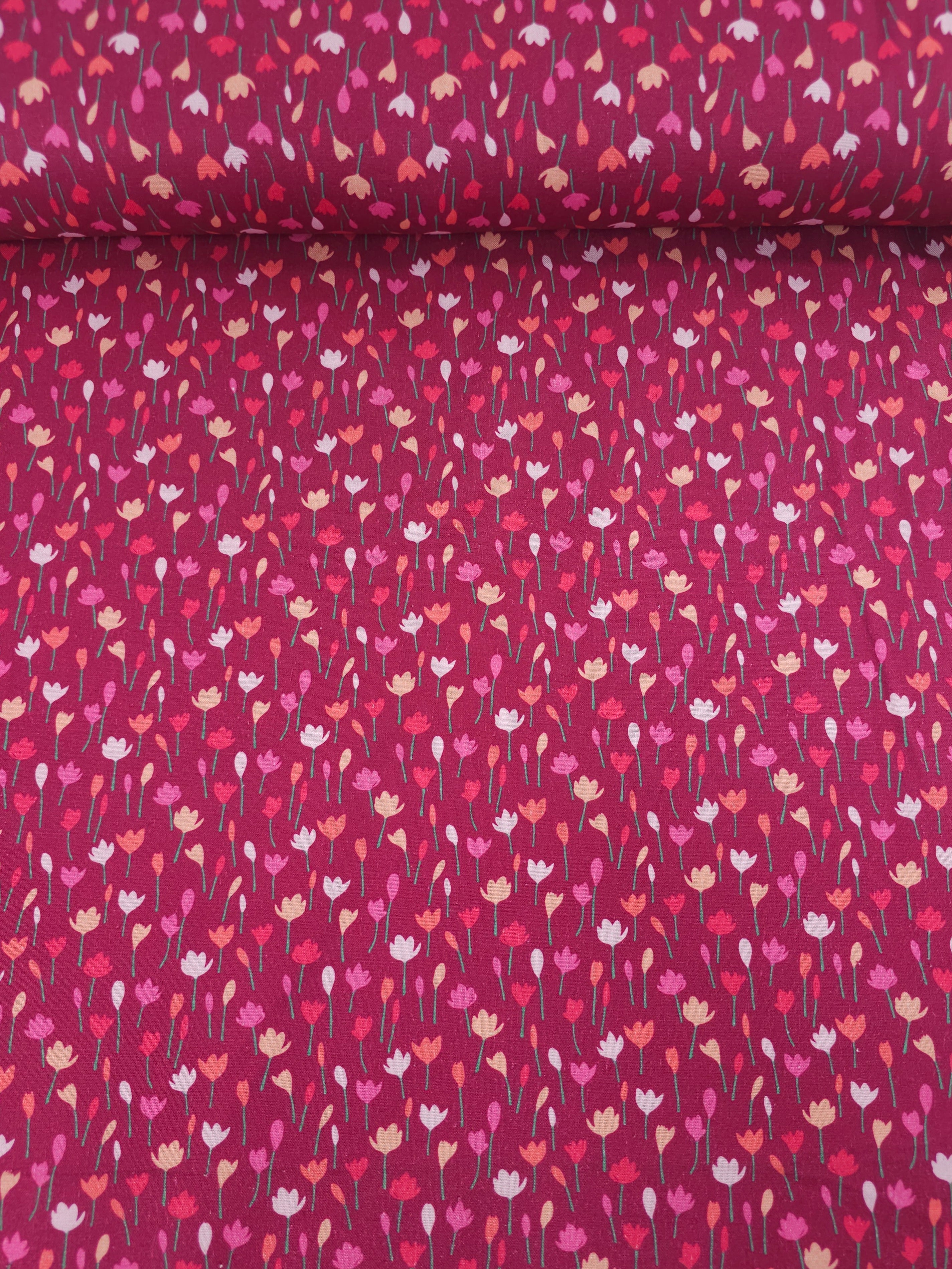 Rosie Wine Tulip Field 100% Cotton