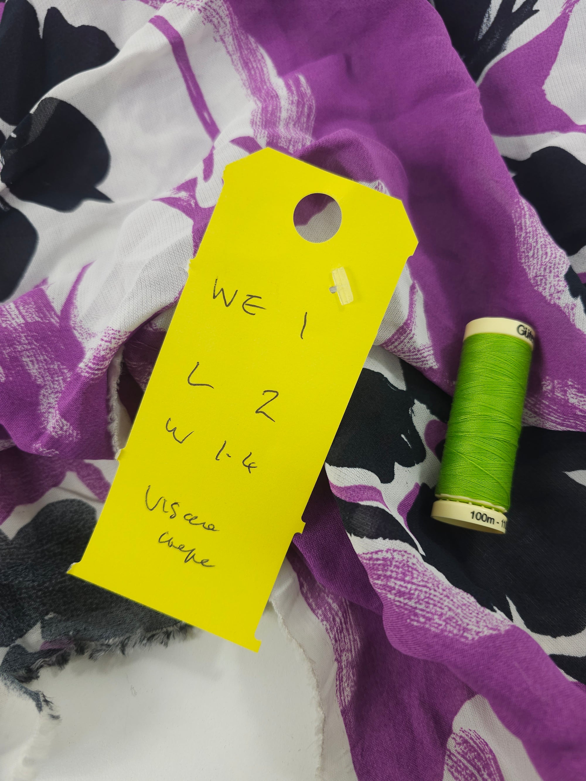 Magenta purple floral Viscose crepe- 2m piece