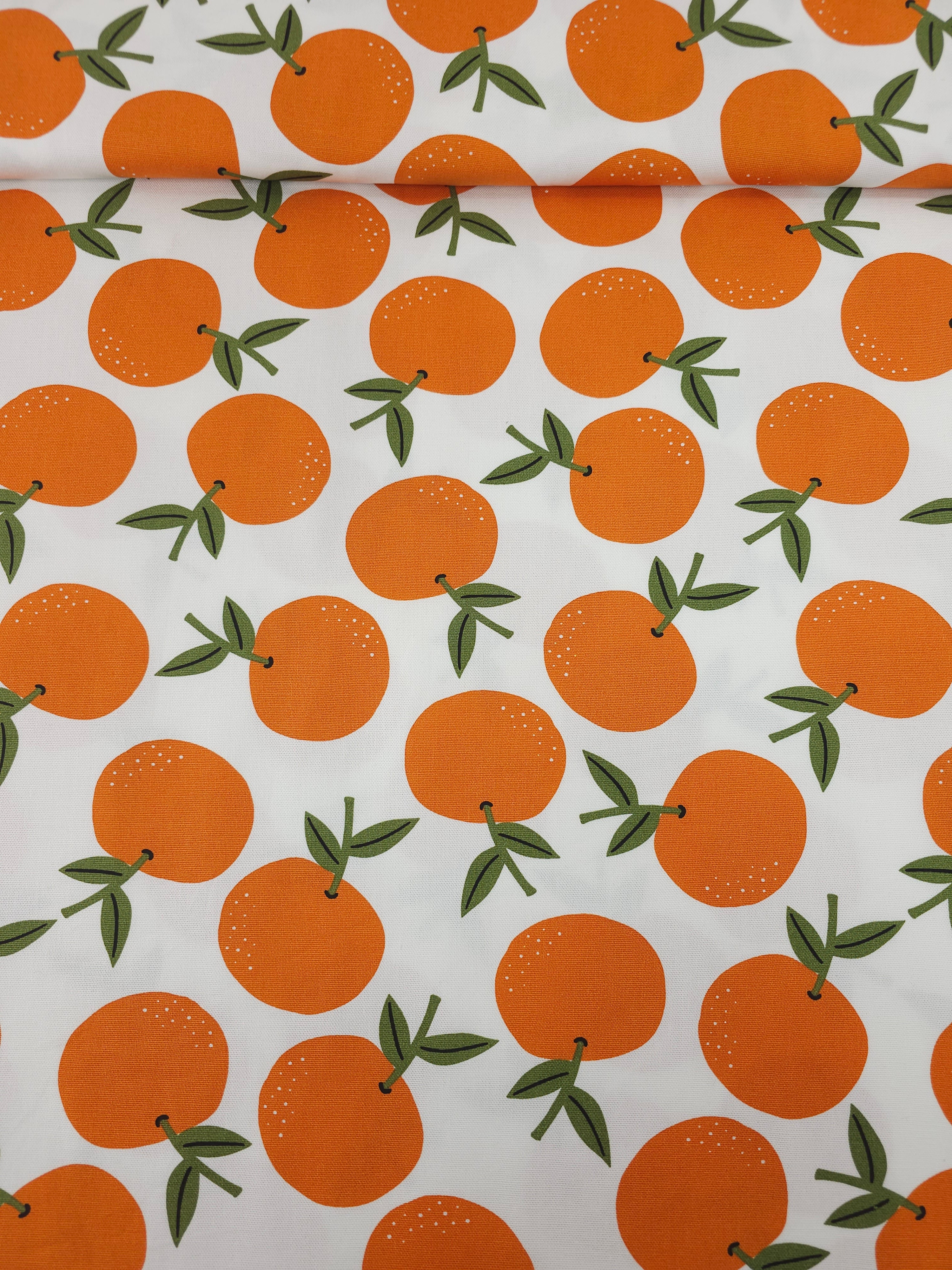Oranges On White Lightweight Canvas Cotton