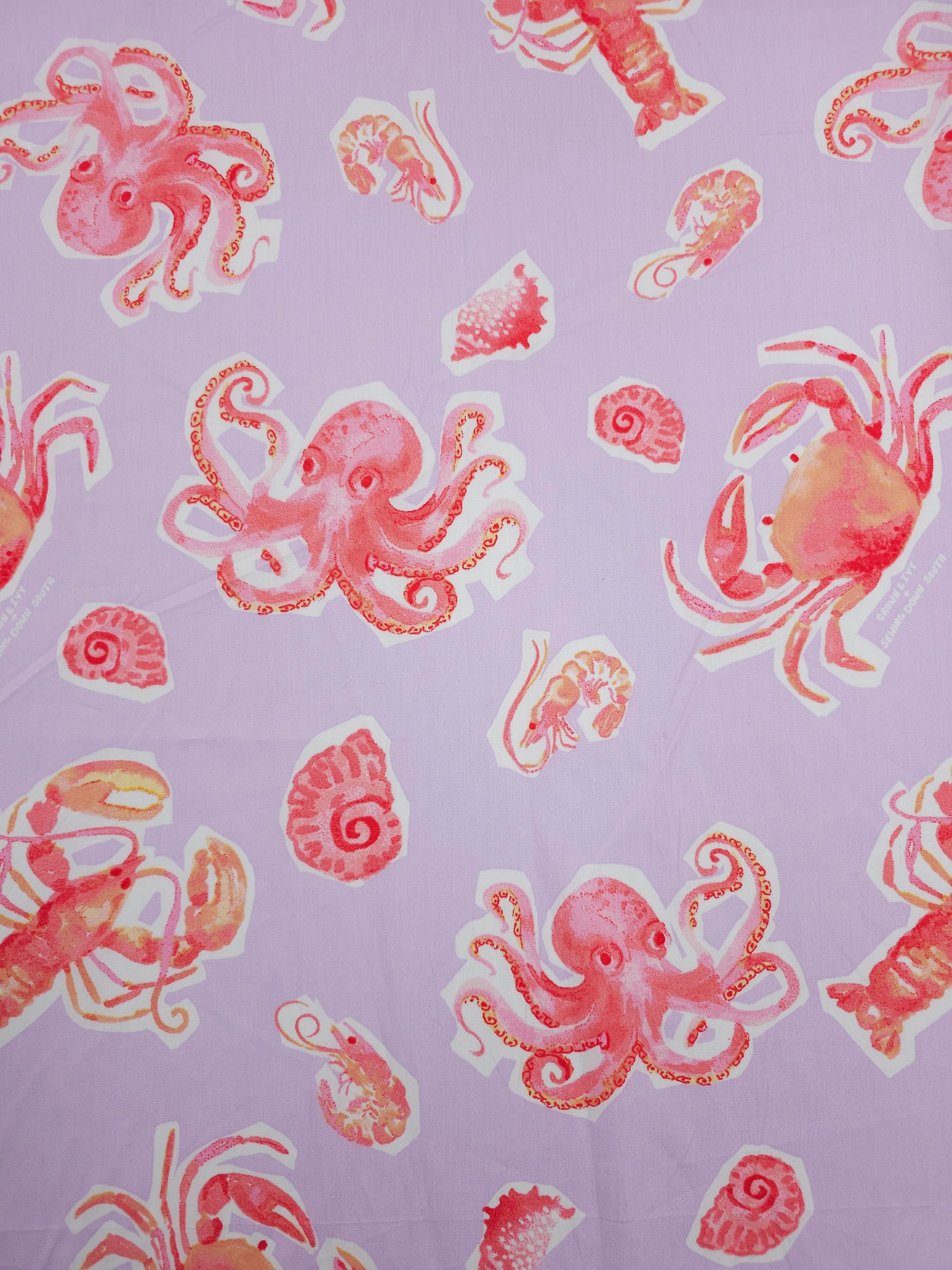 Lilac Crab Lobster Cotton Poplin - Crown & Ivy