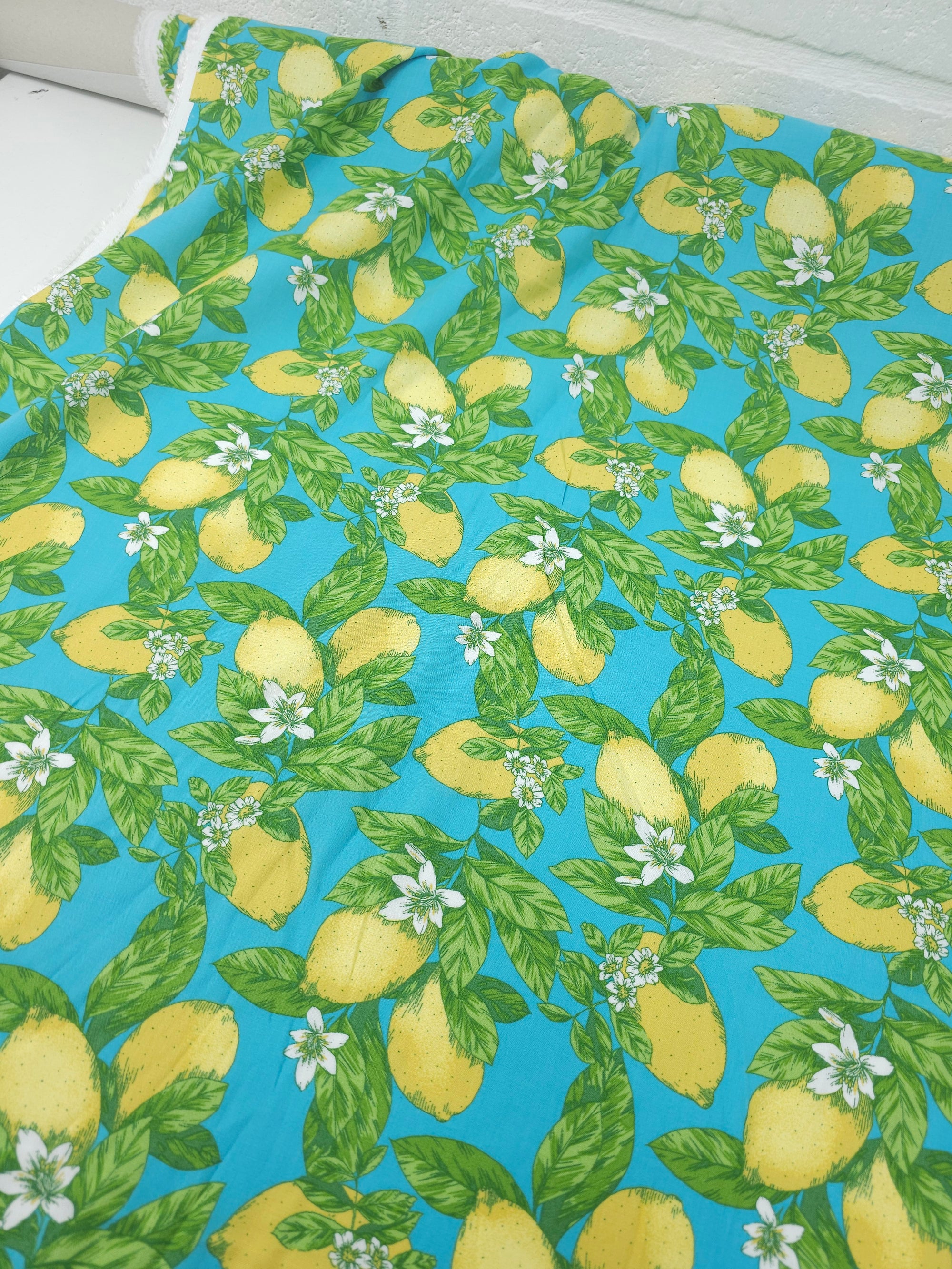 Blue Lemon Leaf Cotton Viscose