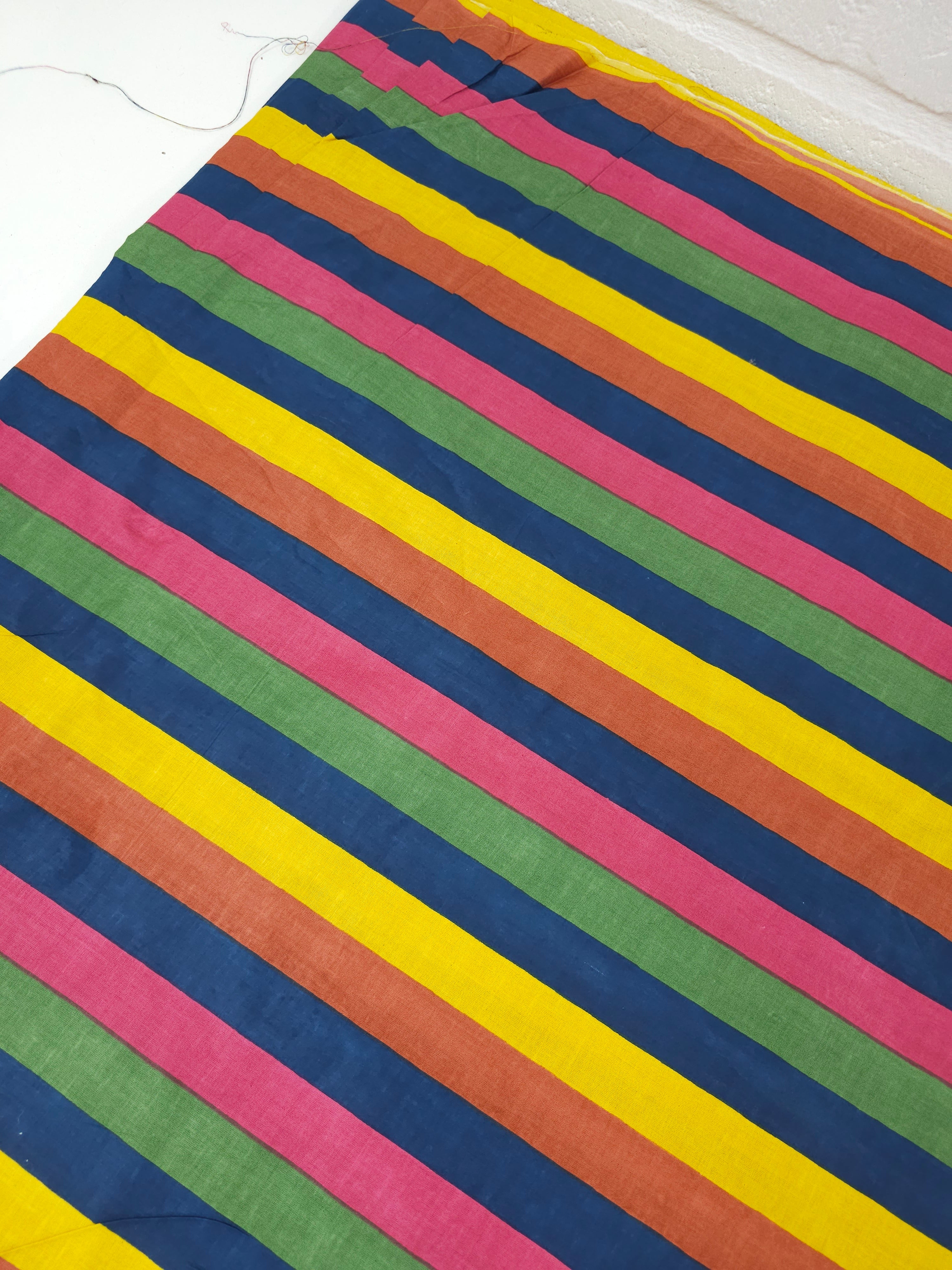 Deep Multi Stripe Lightweight Cambric Cotton