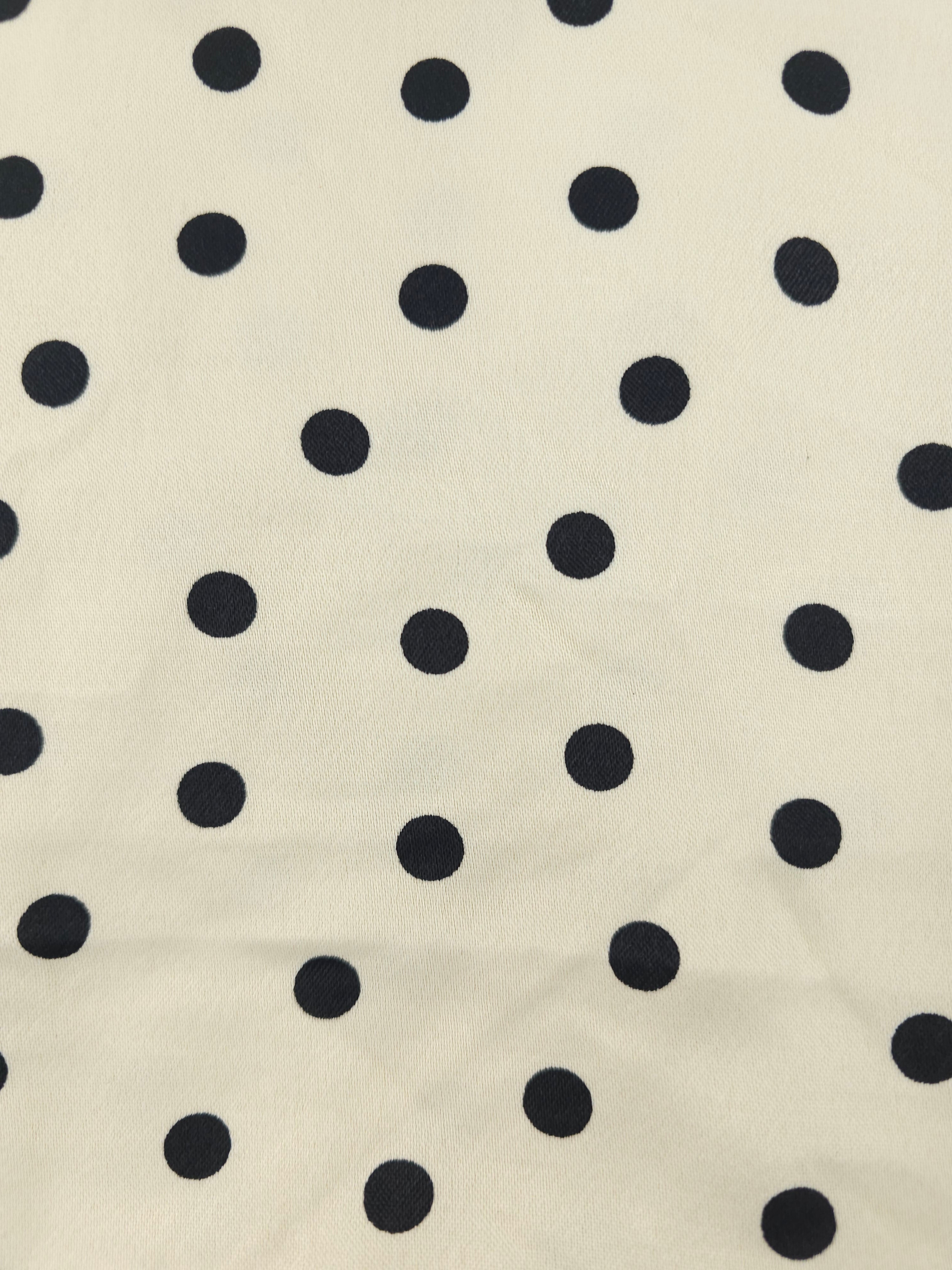 Off white polka Viscose sateen- 5.5m piece