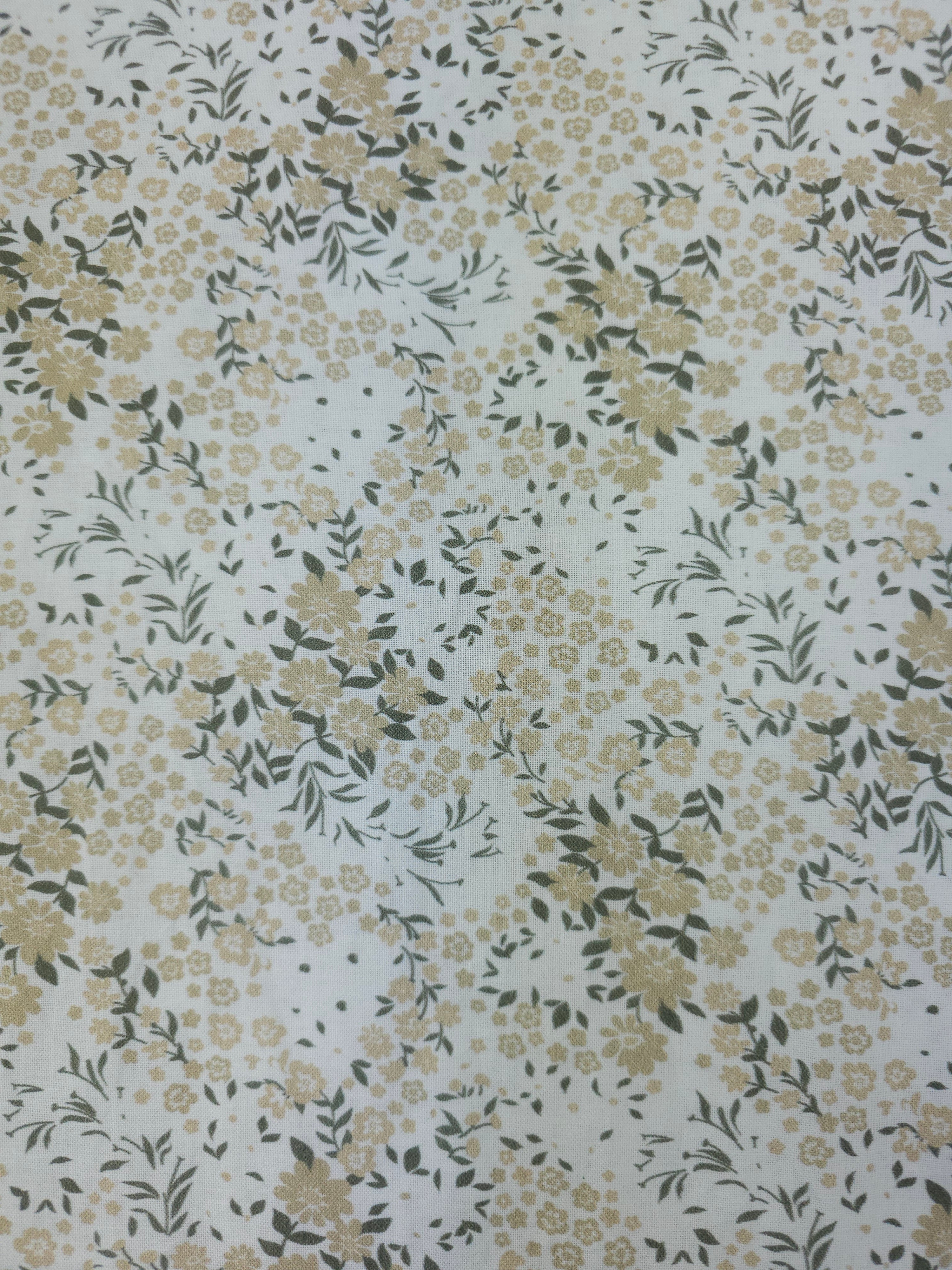 Beige/White Floral Party 100% Cotton
