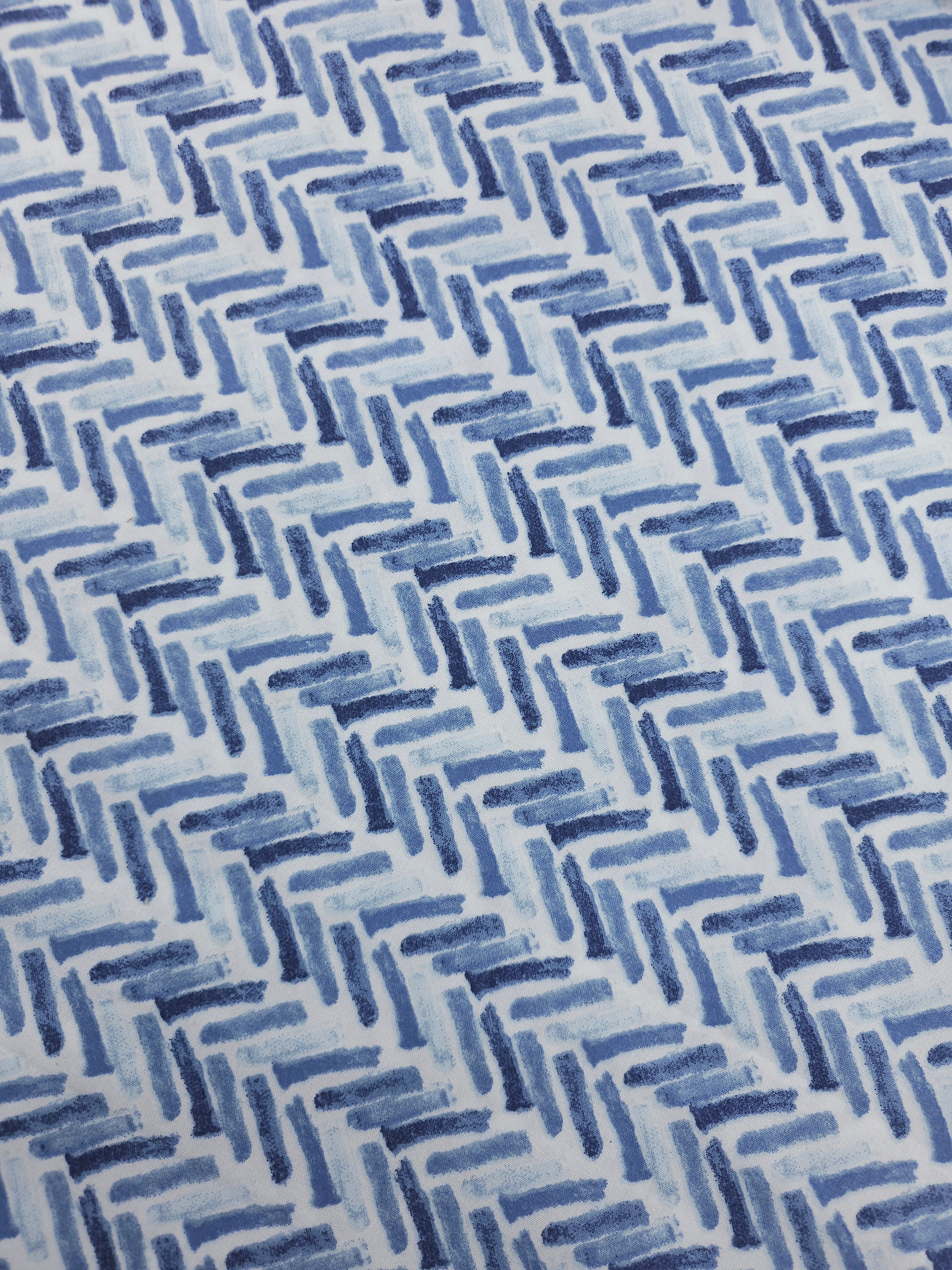 Pale Blue Abstract Herringbone 100% Cotton 118" *EXTRA WIDE*