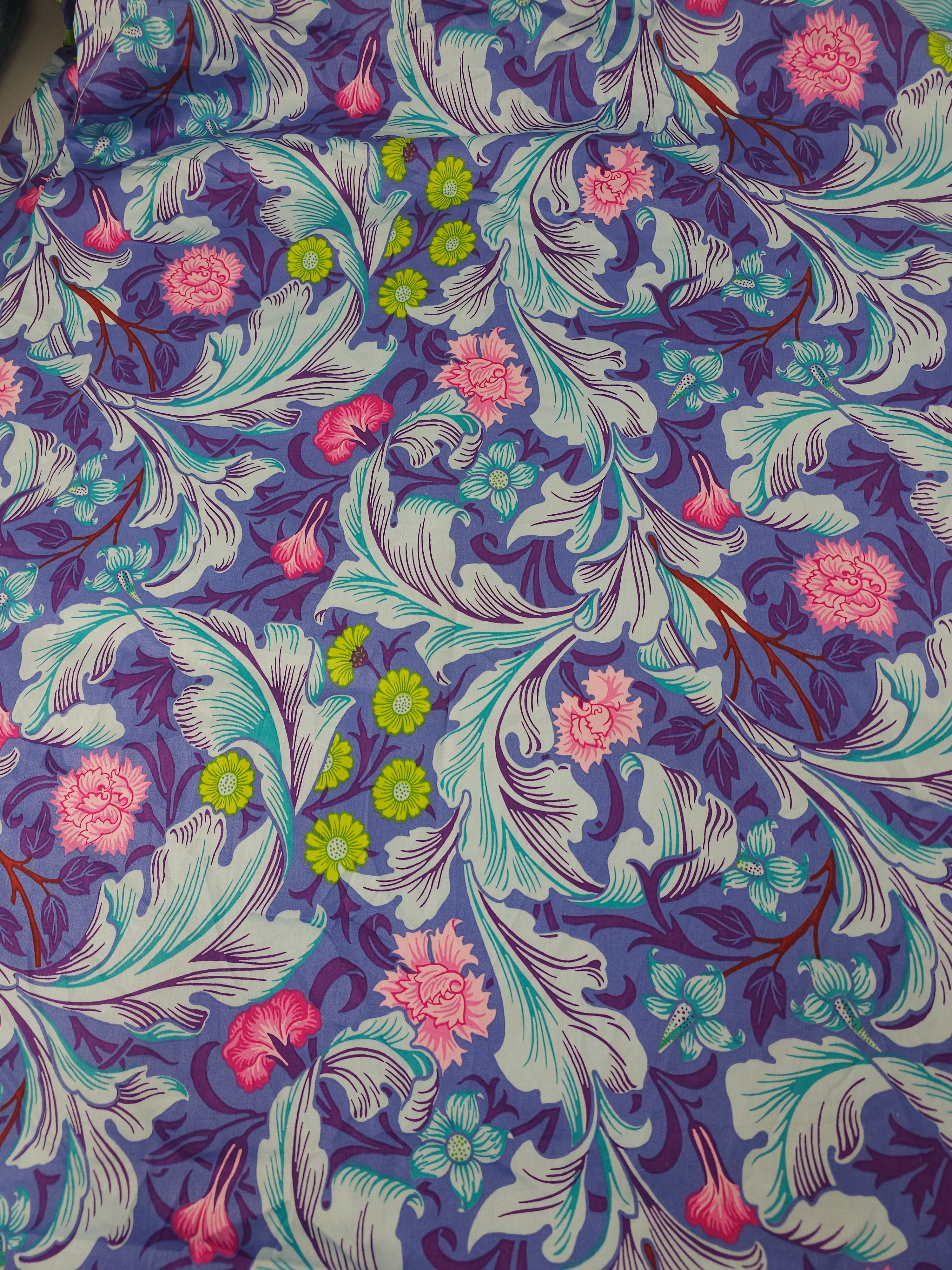 Purple floral Cotton sateen- 1.7m piece