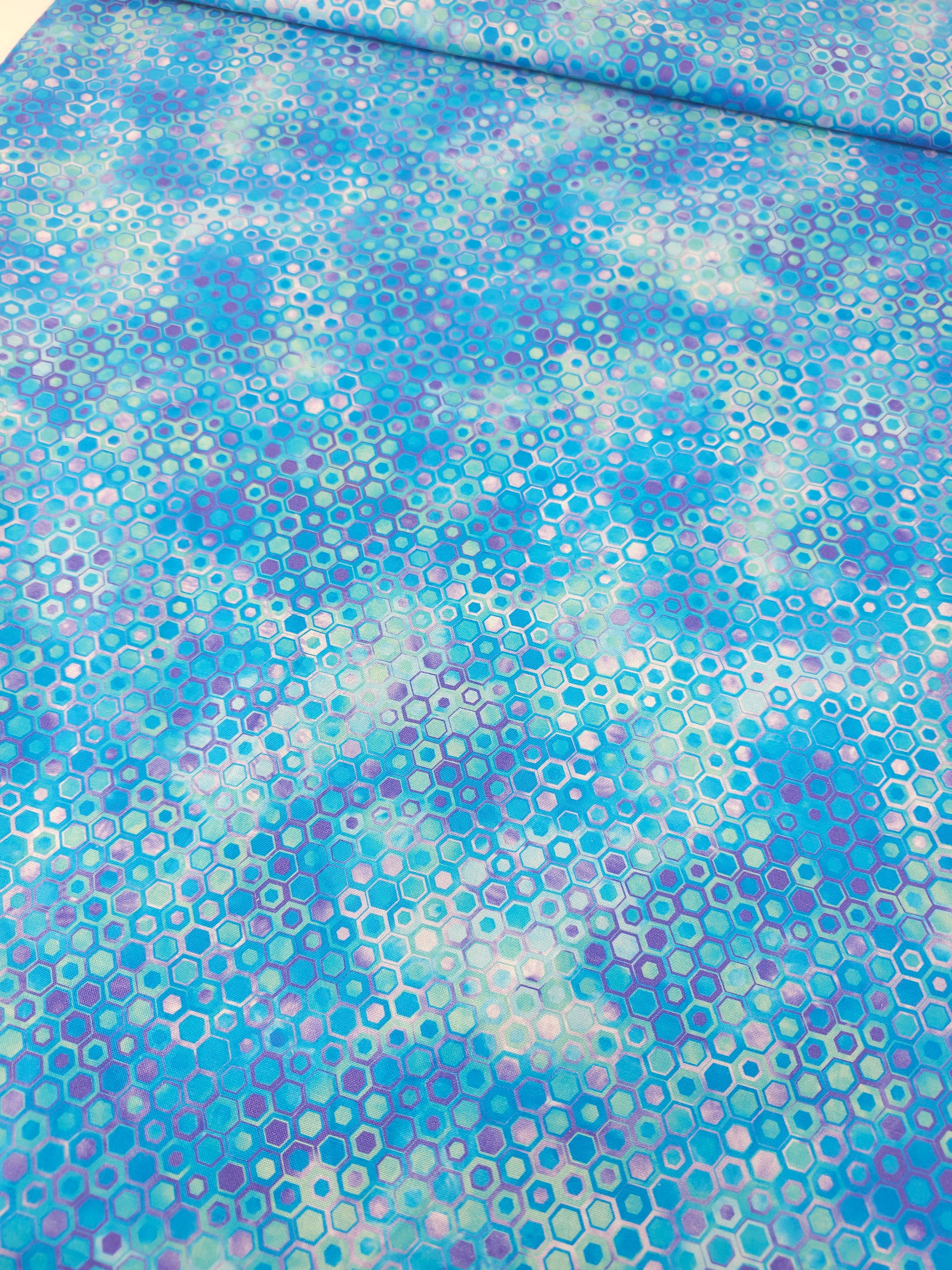 Light Blue Hexagon Phantasma 100% Cotton - Robert Kaufman