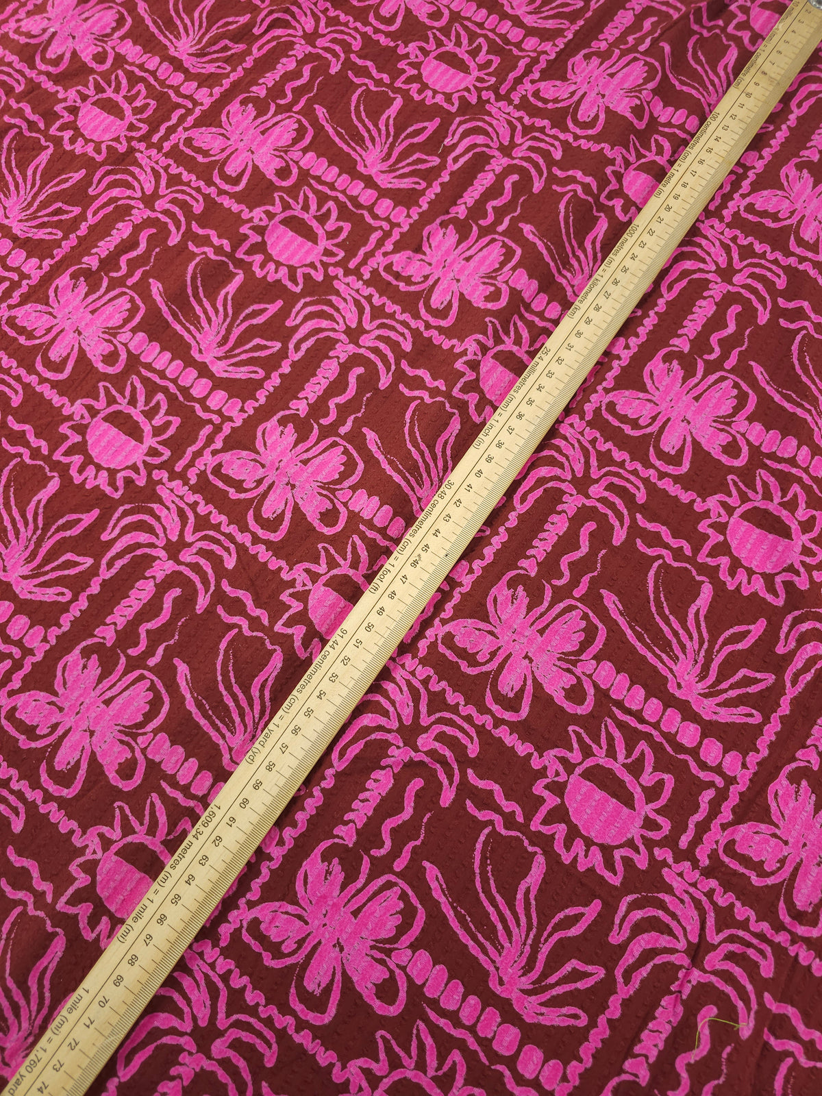 Brown/Fuchsia Pink Sun Palm Cotton SeerSucker - Next